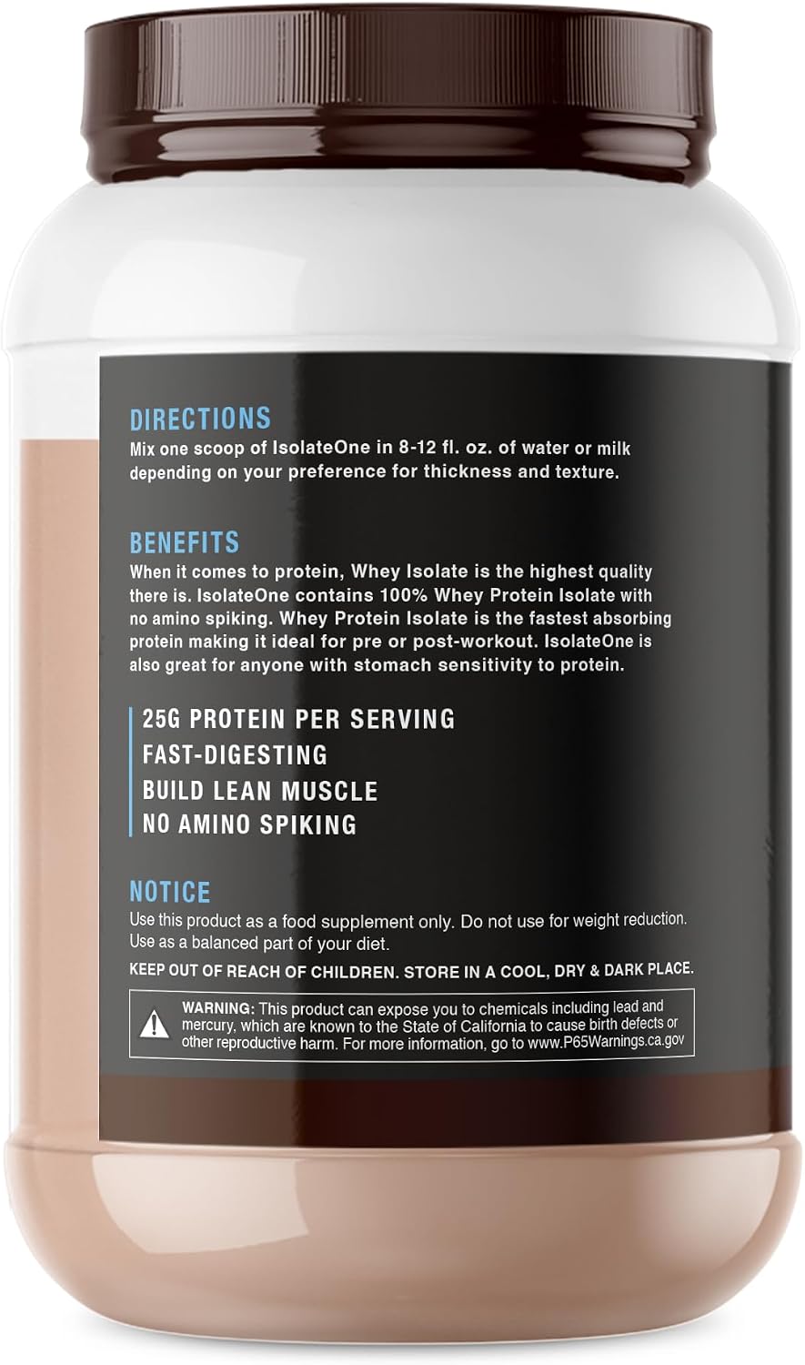 NutraOne IsolateOne Whey Isolate Protein Powder 100% Pure Whey Isolate Powder (Gourmet Chocolate - 2 lbs)