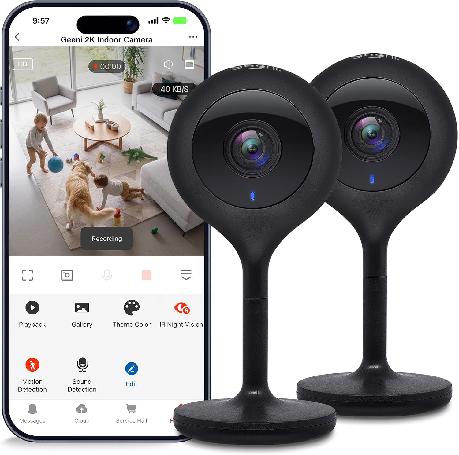 Geeni Look 1080p Indoor Camera, Full HD Wi-Fi & Motion Detection, 2-Pack | 2-Way audio, night vision, works with Alexa & Google Home
