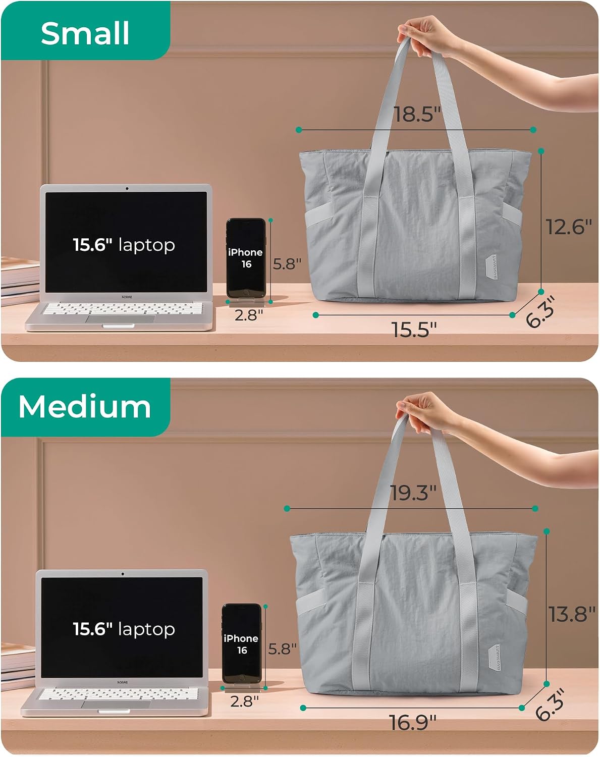 BAGSMART Gym Tote Bag for Women, 24L/28L Travel Tote Yoga Mat Bag