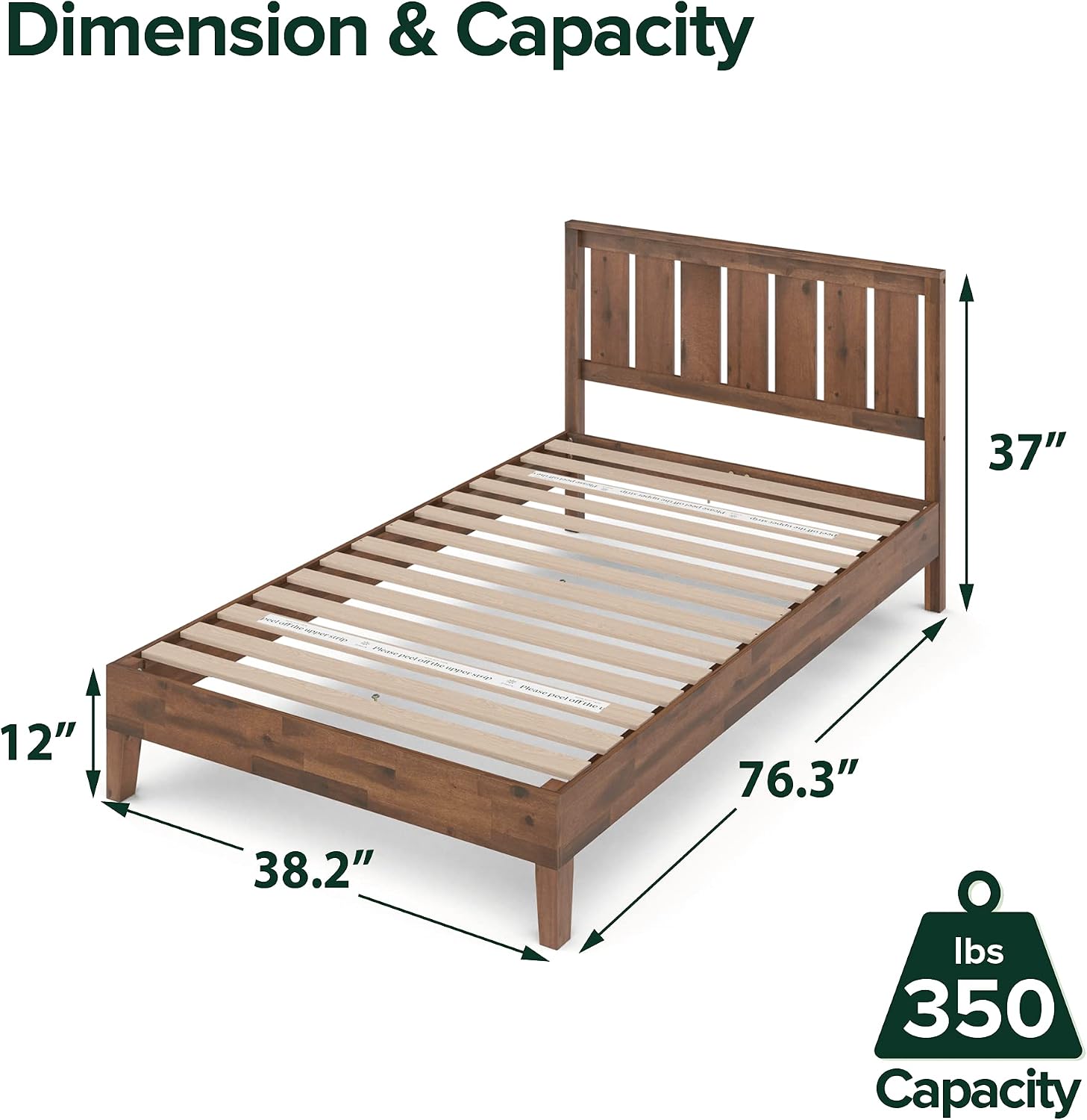 ZINUS Vivek Deluxe Wood Platform Bed Frame with Headboard, Wood Slat Support, No Box Spring Needed, Easy Assembly, Queen | Slatted Headboard, Wood Slat Support, No Box Spring Needed, Contemporary Design, Easy Assembly