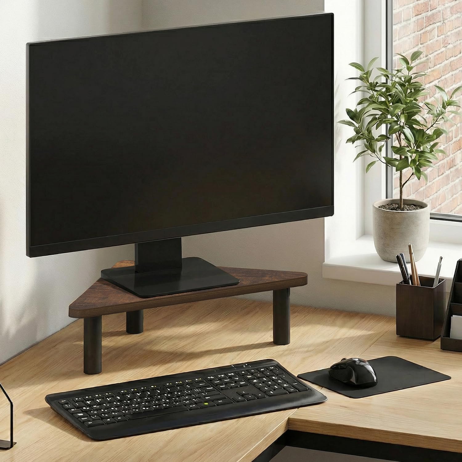 FURINNO Turn-N-Tube Monitor Stand, French Oak Grey/Black