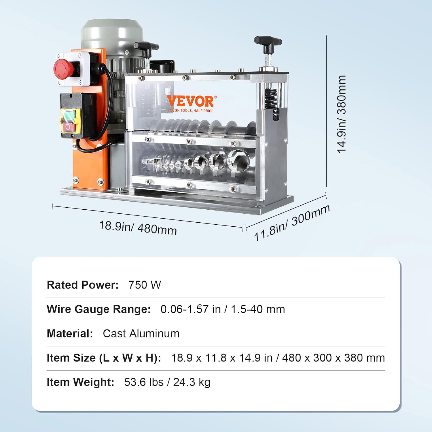 VEVOR Wire Stripping Machine 0.06-1.5 inch, 11 Channels 10 Blades