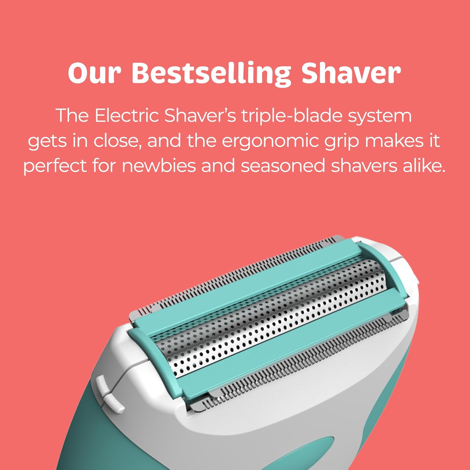 PalmPerfect Electric Shaver for Women, Triple Blade Razor, Wet/Dry