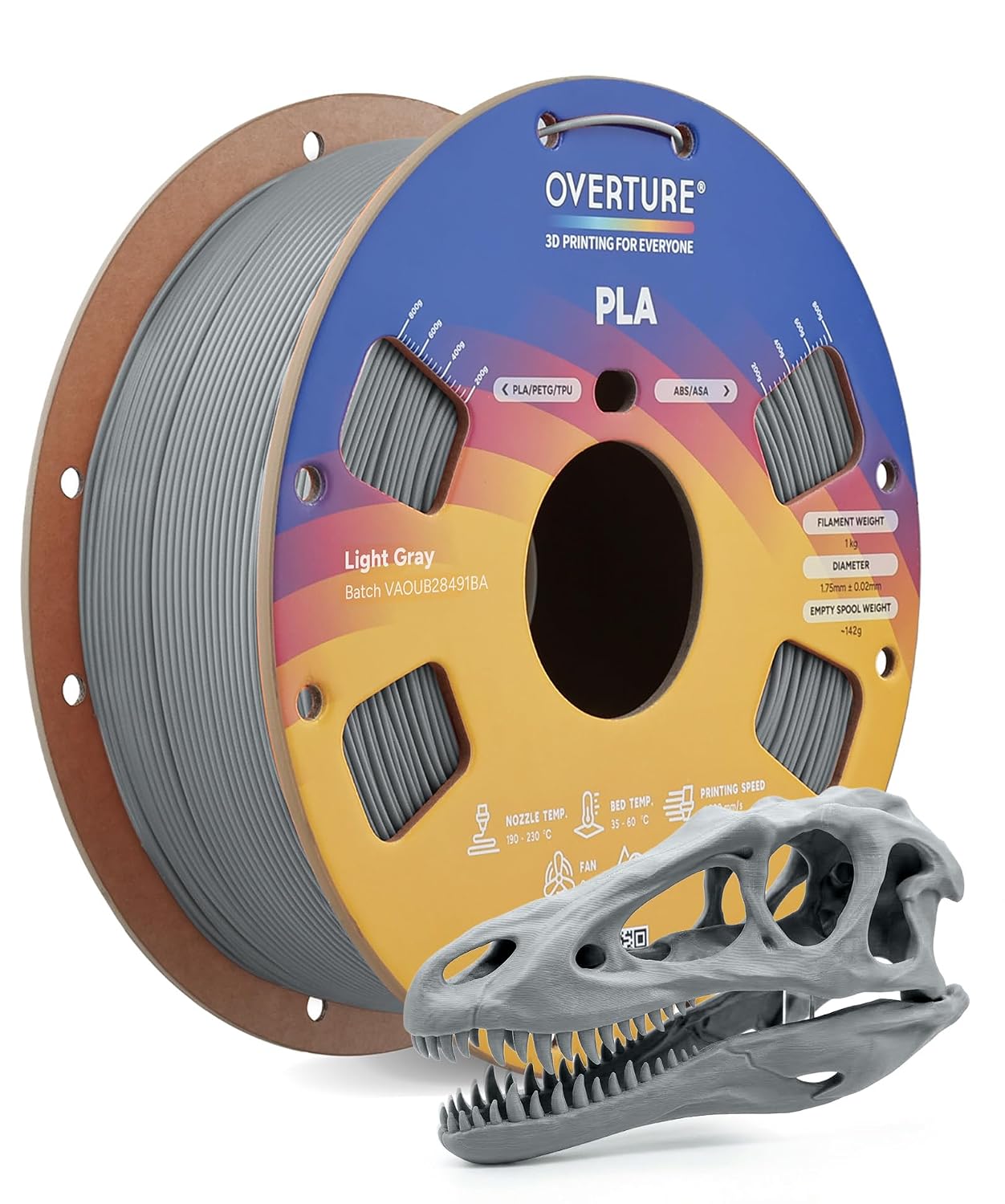OVERTURE High Speed PLA Filament 1.75mm 3D Printer Filament,1kg White