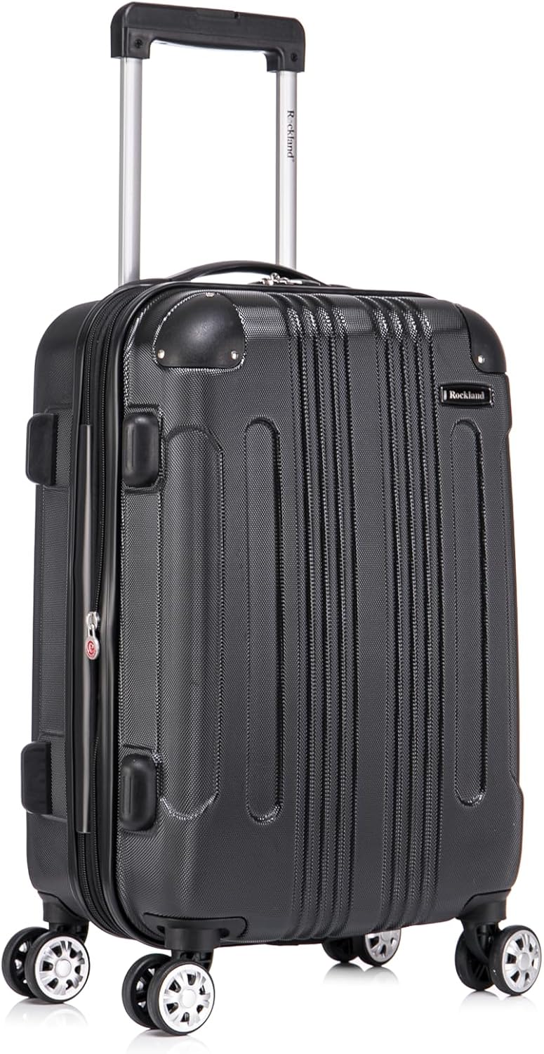 Rockland London Hardside Spinner Wheel Luggage, White, 3-Piece Set (20/24/28)