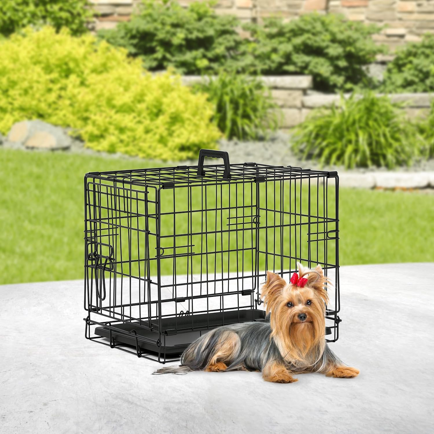 BestPet | Dog Crate | 48" | Black | Foldable Metal Kennel with Double Doors