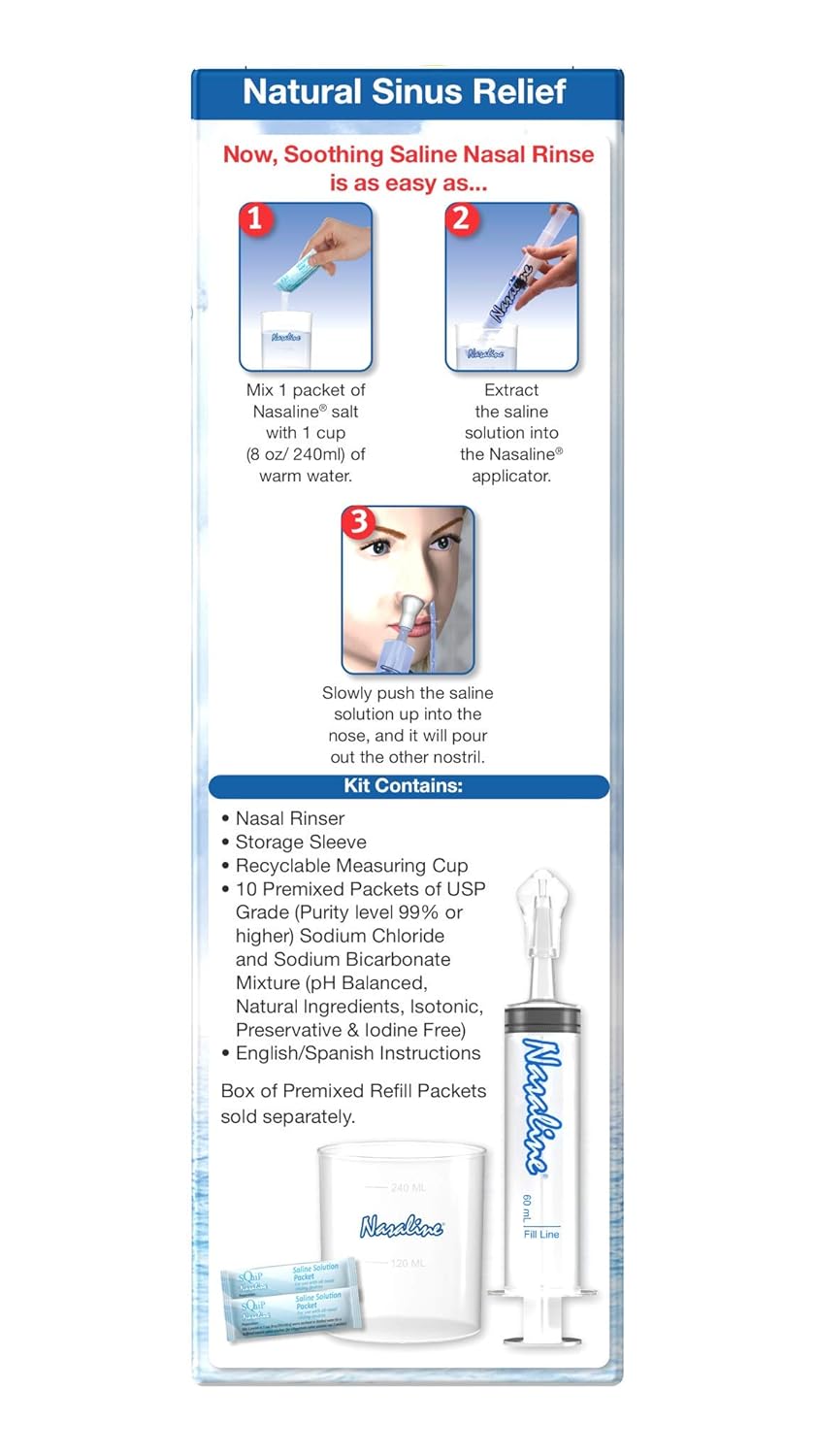 Squip Nasaline Nasal Rinsing System with 10 Premixed Saline Packets