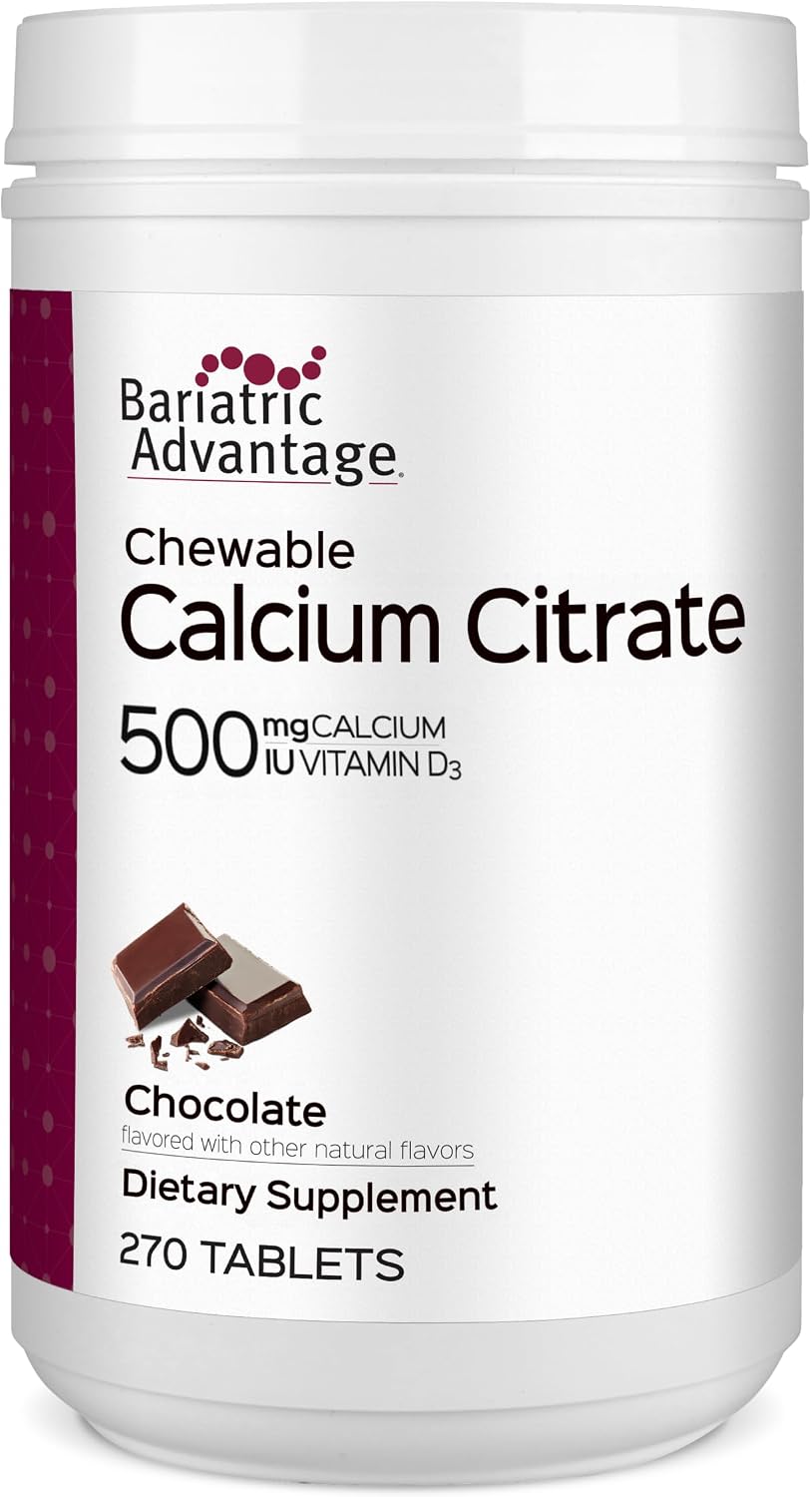 Bariatric Advantage Calcium Citrate Chewable 500 mg - for Bariatric Surgery Patients - High-Potency, Easy-Digest Tablets - Calcium Citrate - Bone Strength Supplements* - 90 Count - Wild Cherry