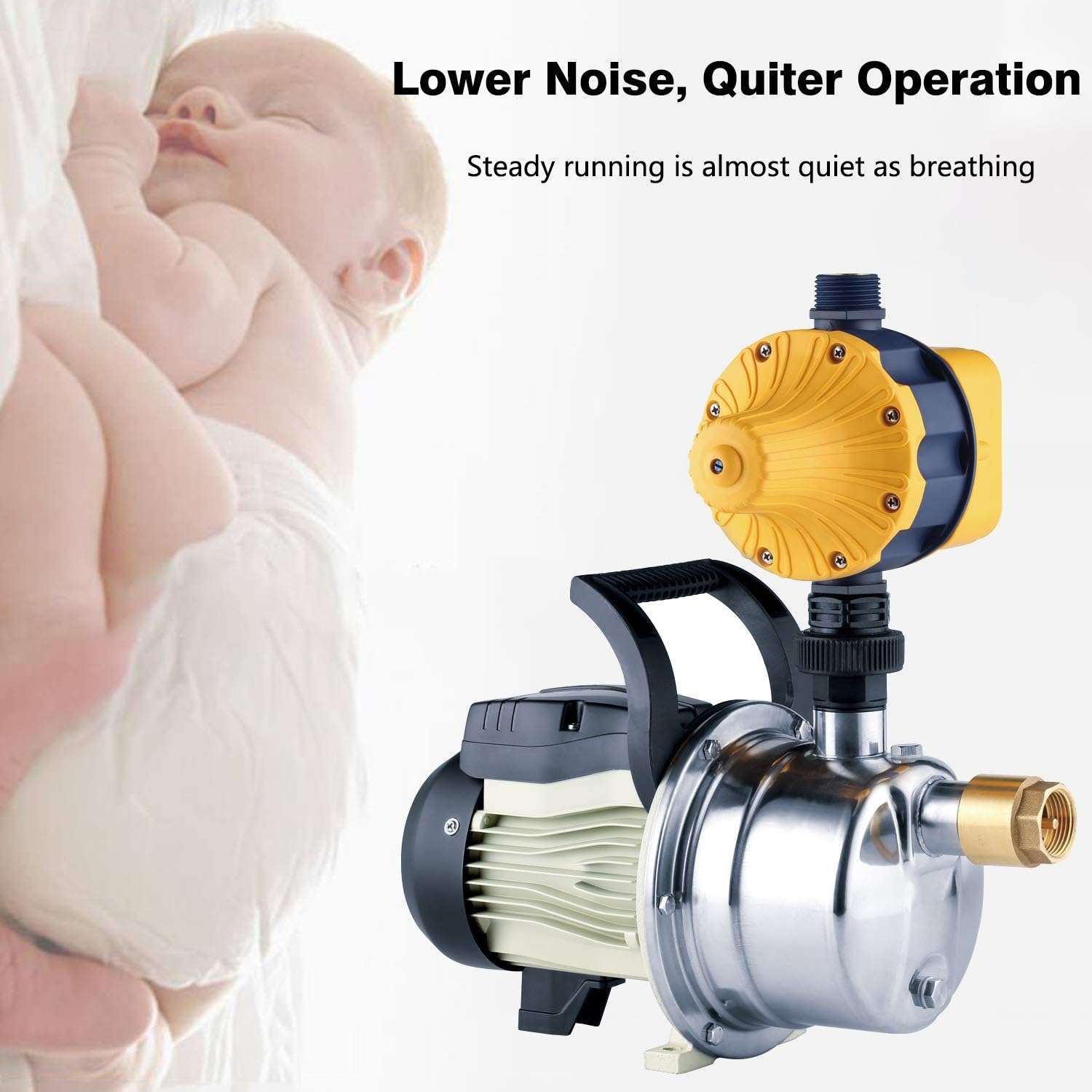 TDRRICH 3/4HP water pressure booster pump with Smart Controller for whole house，Self-priming Jet Transfer Pump Pressure Switch Automatic System