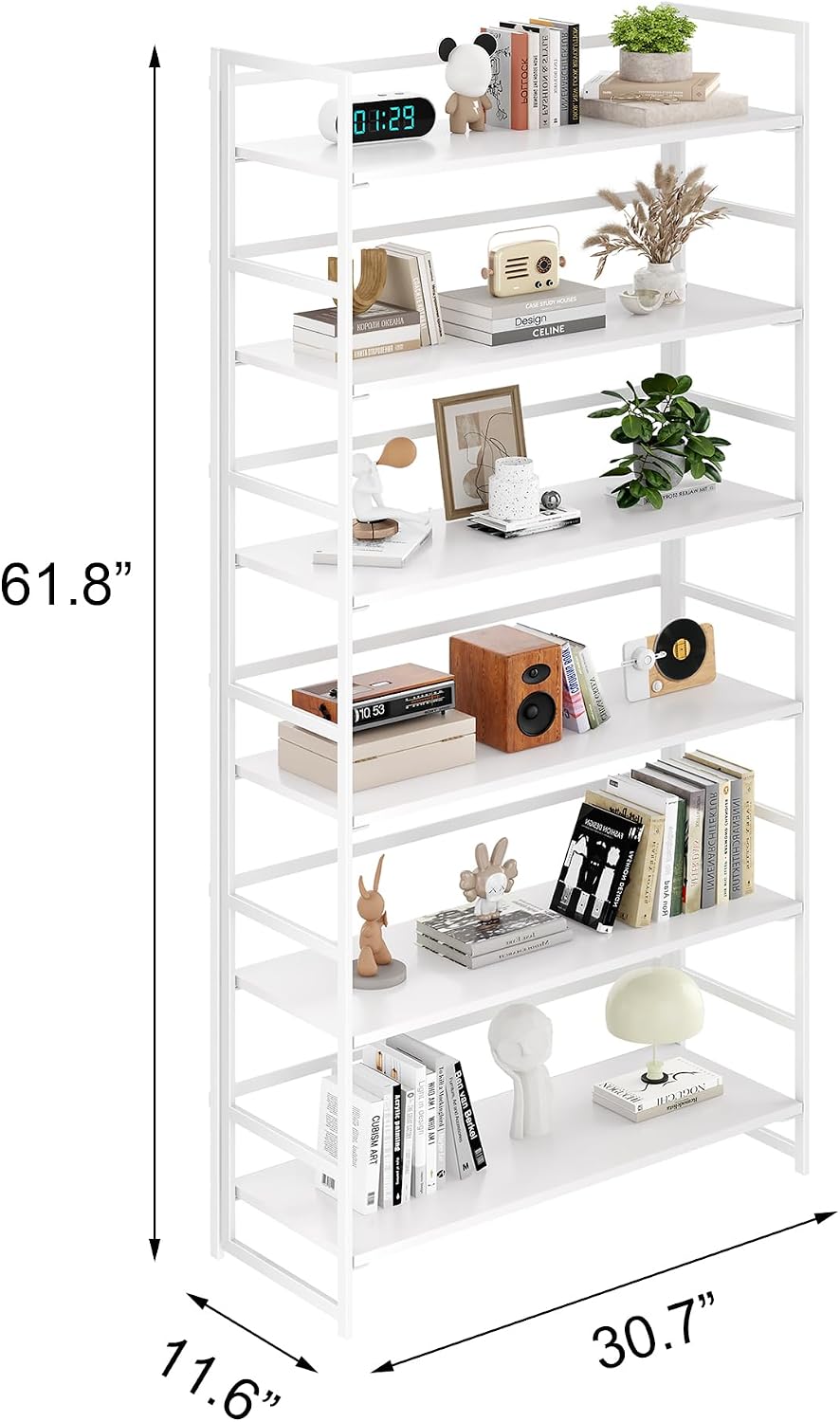 Vintage Multifunctional Folding Bookshelf, No-Assembly Plant Stand Storage Rack Shelves for Home Office (Fire, 5-Tier)