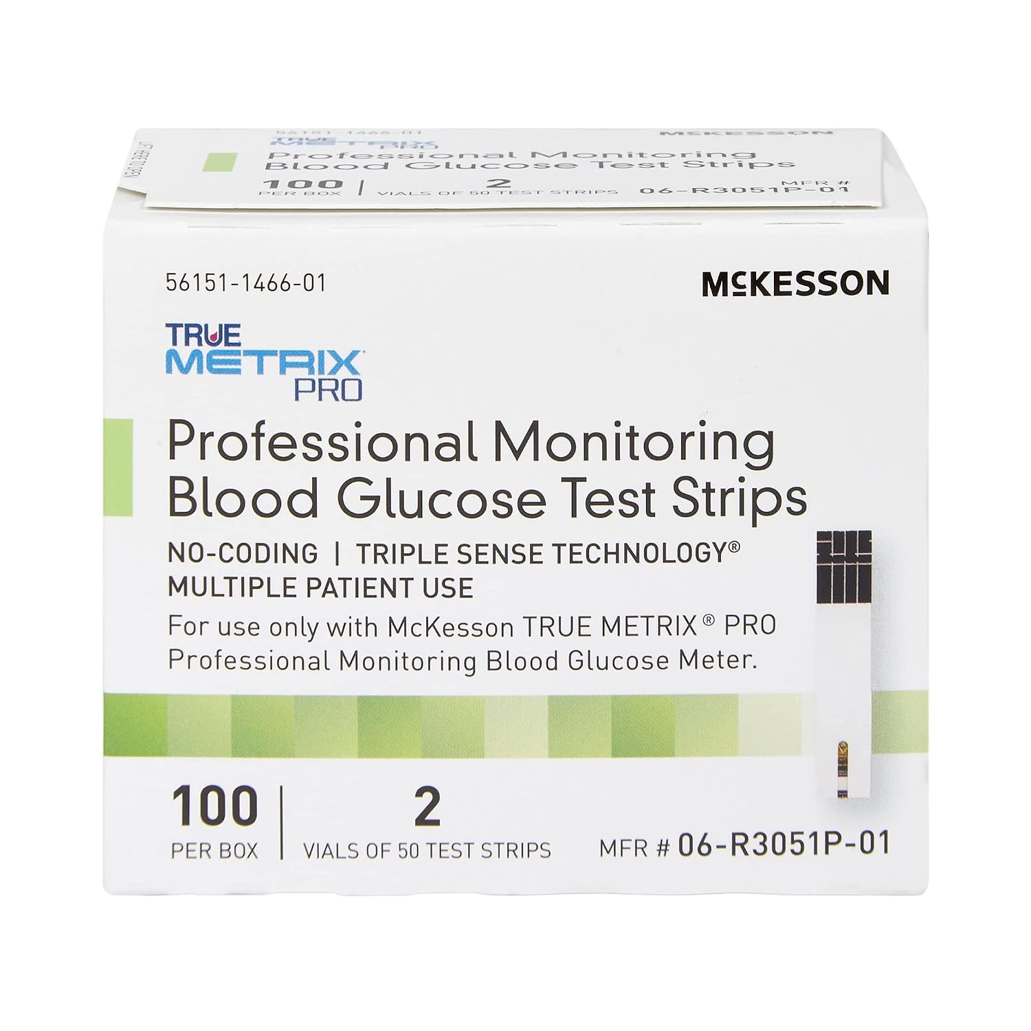 McKesson 06-R3051P-05 True Metrix Pro Professional Monitoring Blood Glucose Test Strip, Box of 50