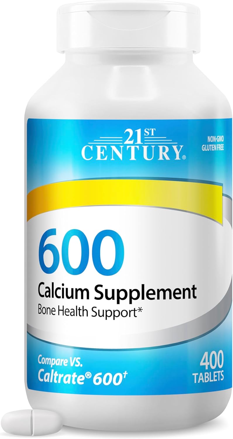 21st Century Calcium 600mg Tablets, Bone Strength Support, 75 Count | Calcium Carbonate 600 mg, Compare VS. Caltrate® 600, Bone Strength & Density Support, Vegan-Friendly, Non-GMO, Gluten Free
