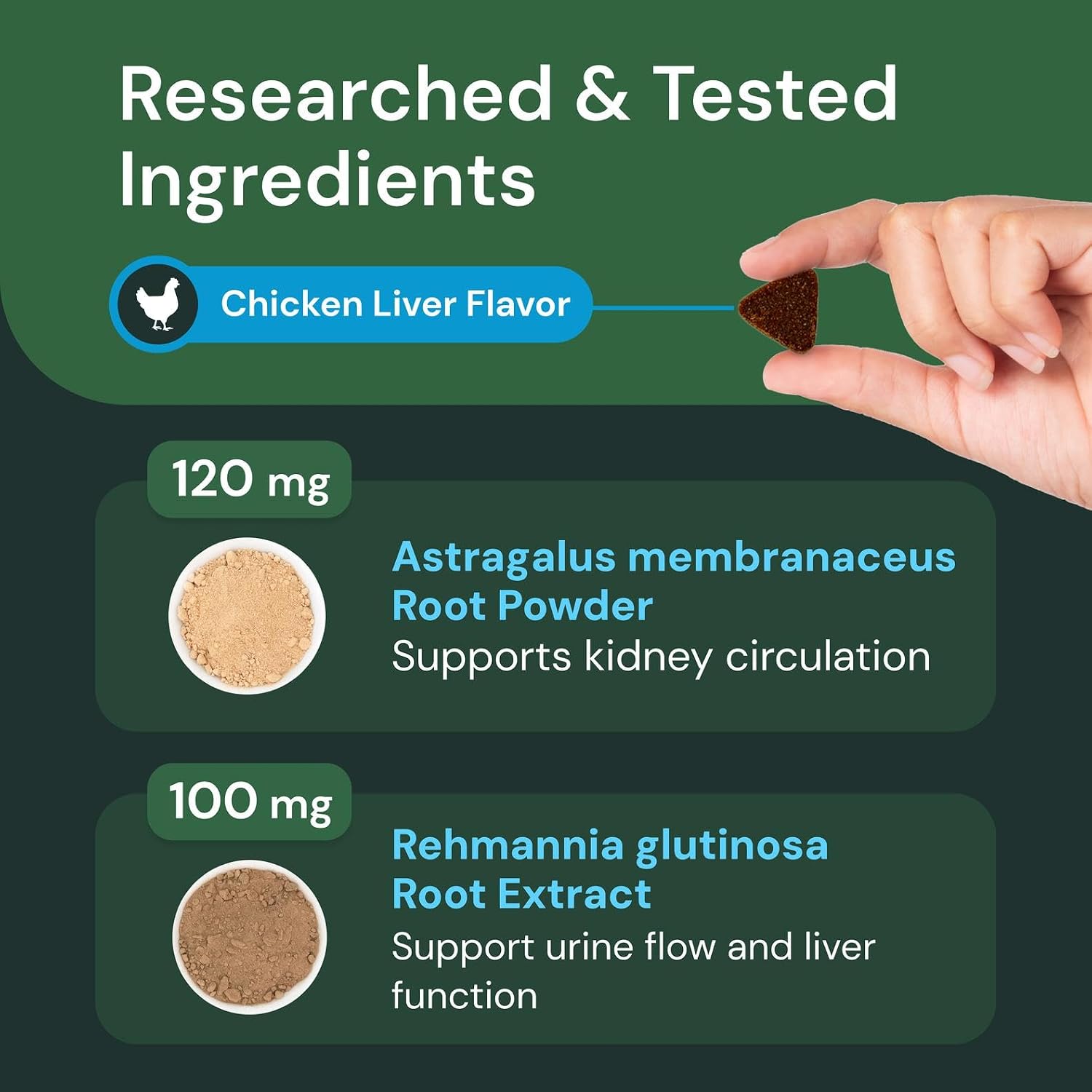 Vetriscience Veterinary Strength Kidney Health Chews - Balanced Kidney Support for Pets - Feline & Canine Renal Support - Holistic Formula - Chicken