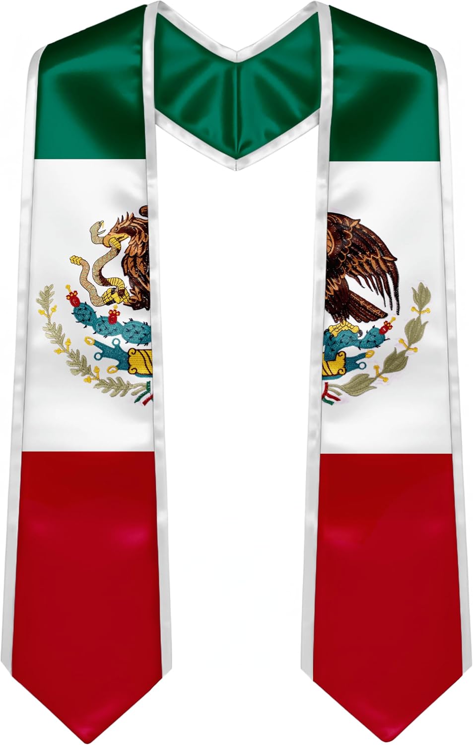 YOXEULL National Flag Embroidered Graduation Stole with Trim, Graduation Sash Graduates Gift, 72"