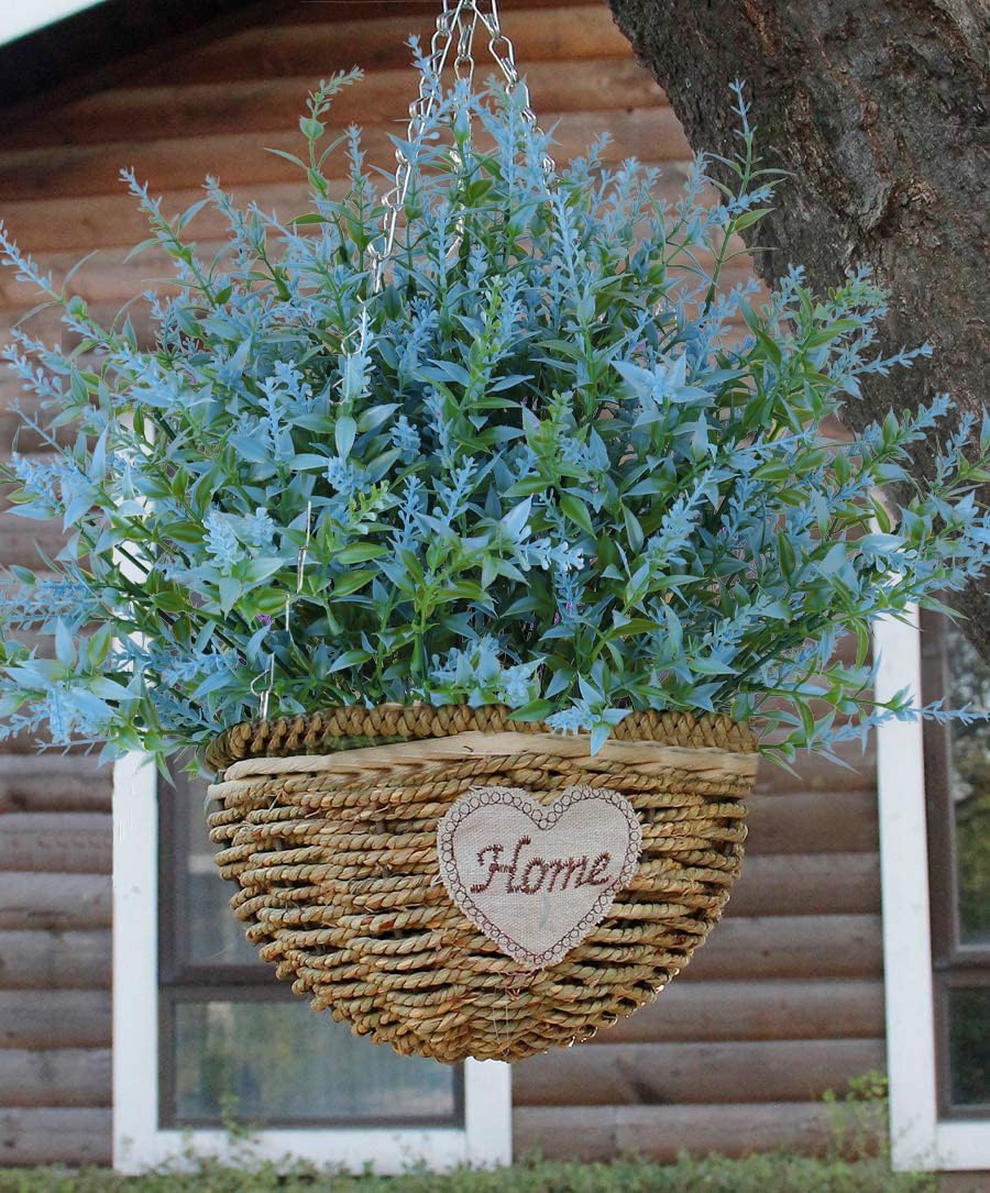 RECUTMS Artificial Greenery Lavender Fake Shrubs Flowers 8 Pcs UV Resistant