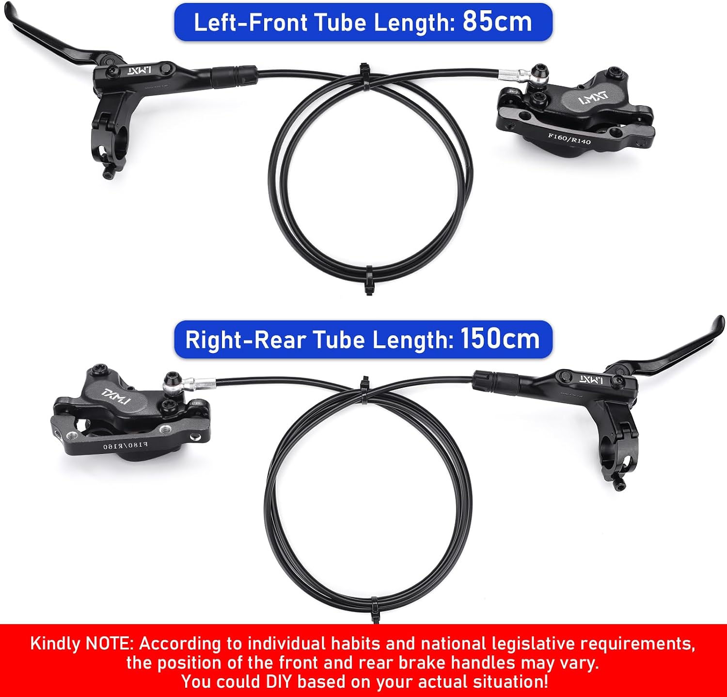 TOBWOLF MTB Cable Disc Brake Kit, Front Rear Calipers with 160mm Rotors
