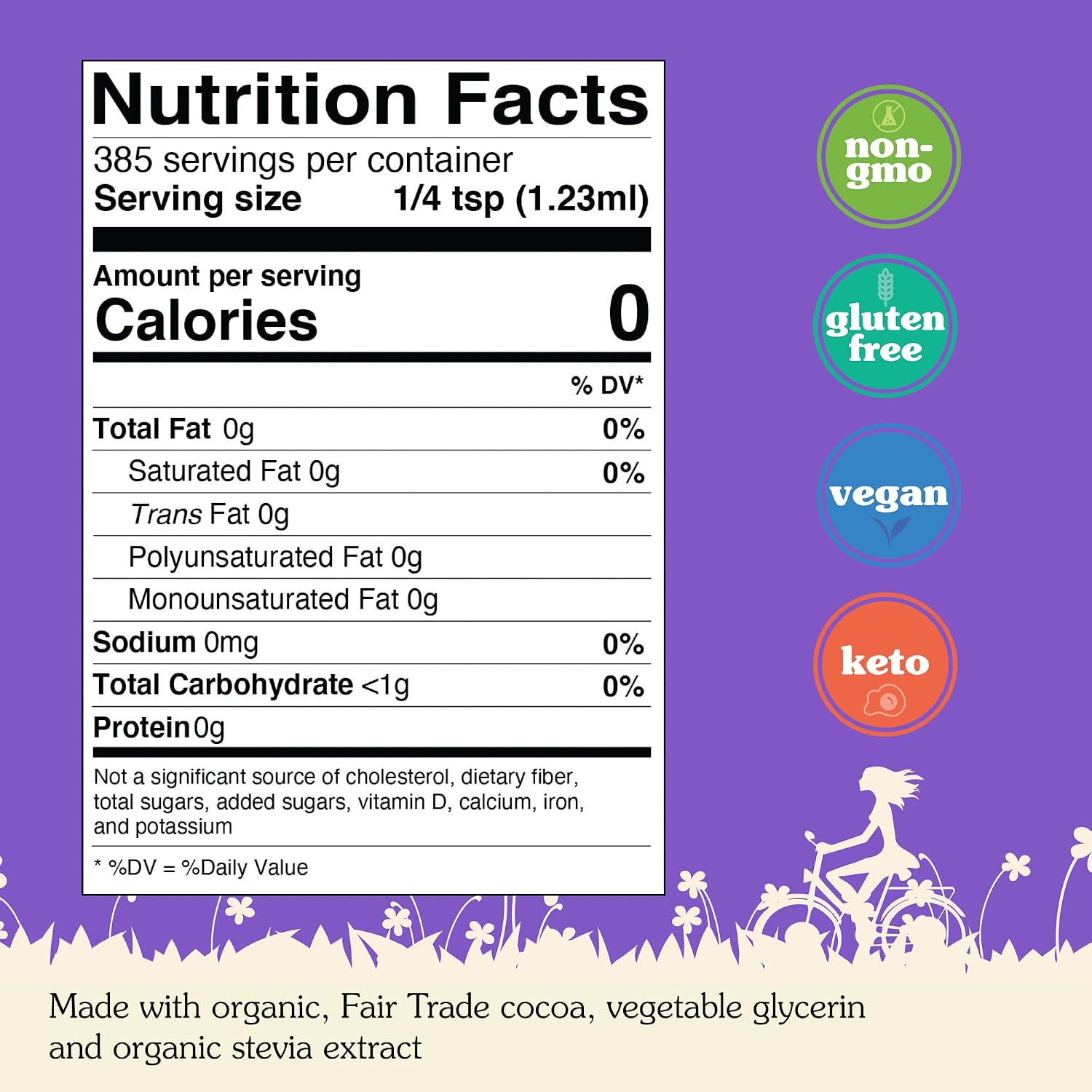NuNaturals Stevia Syrup Sweetener, Chocolate, Sugar-Free, 16 oz