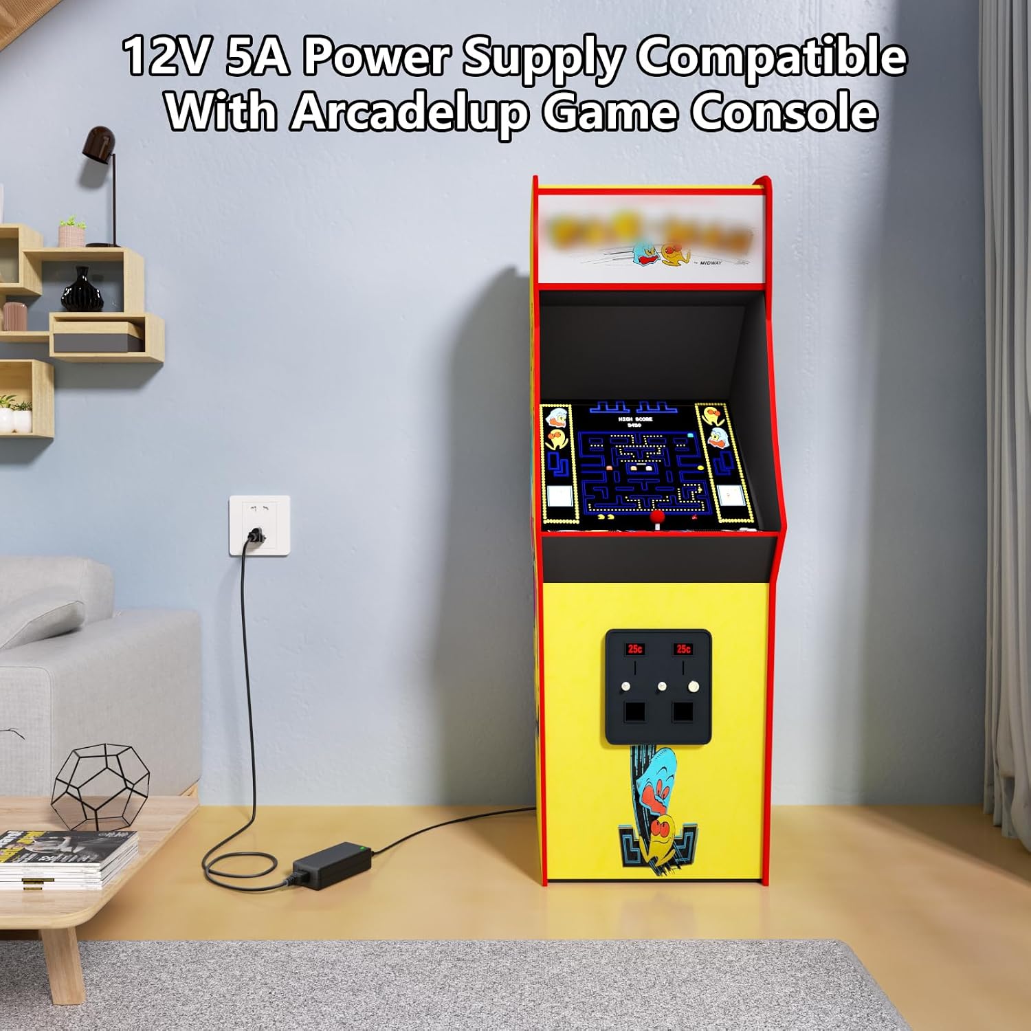 12V Power Cord Compatible with Arcade1up Game Machine - for All Riser Cocktail Tables (RYJ0136PAU0-1-2-3-4- RYJ0136PAU5), BIton BI36-120300-U2