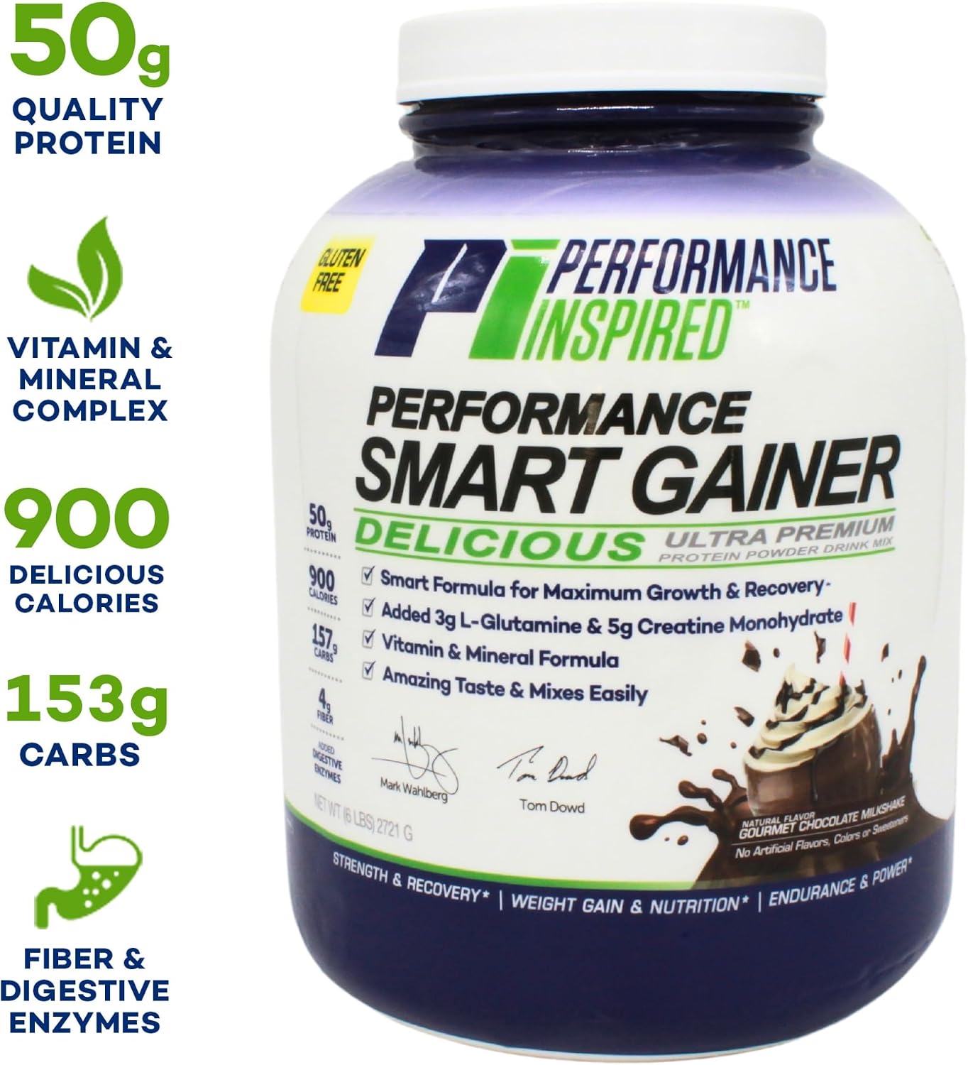 Performance Inspired Nutrition Smart Mass Gainer – 50G Protein, 900 Calories, Creatine, L-Glutamine & Digestive Enzymes – Muscle Recovery & Growth – Chocolate Milkshake – 6 lb | 50G Protein - 900 Calories - Creatine, L-Glutamine & Digestive Enzymes