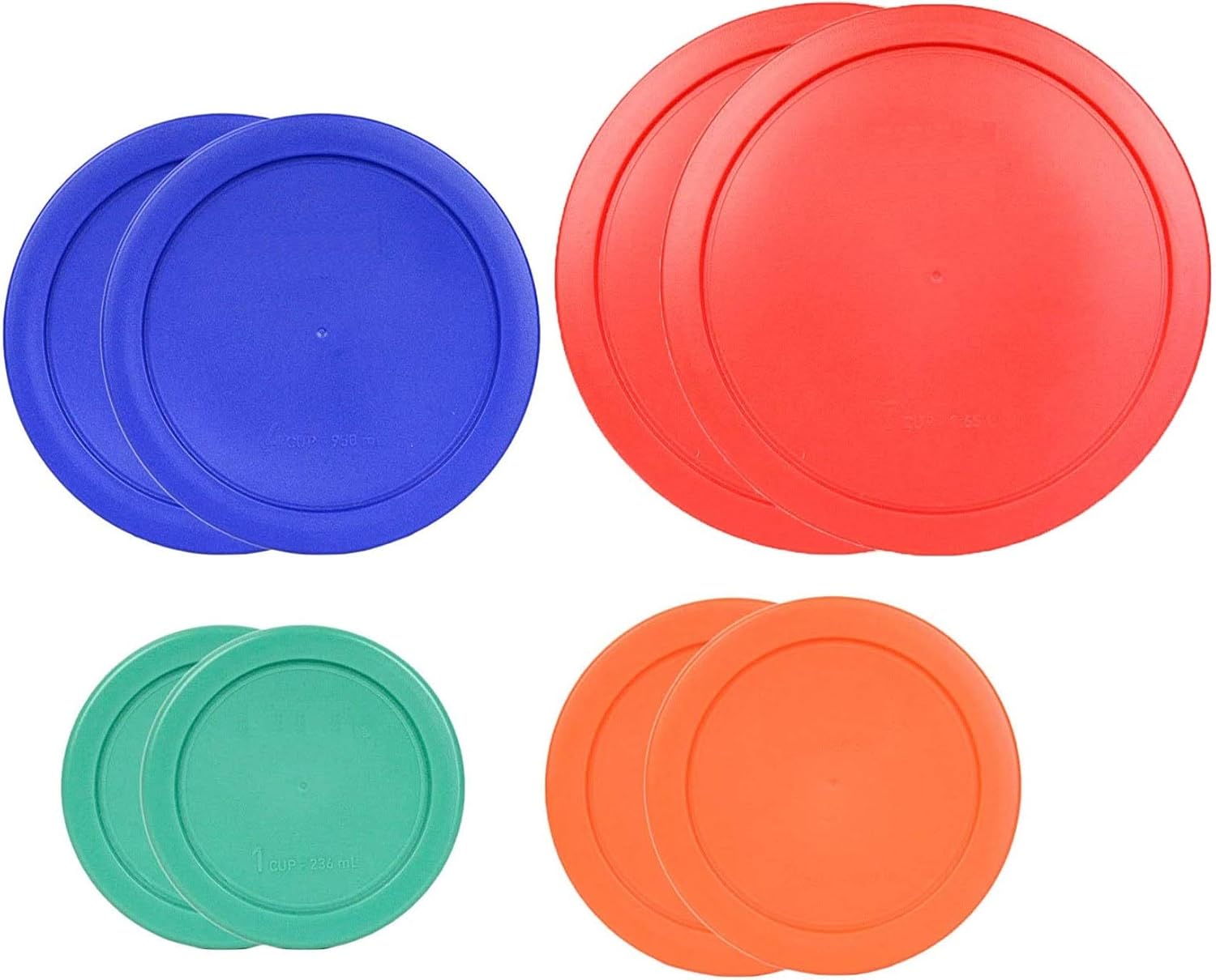 1, 2, 4 & 7 Cup Green, Orange, Blue, Red Replacement Lids/Covers for Pyrex