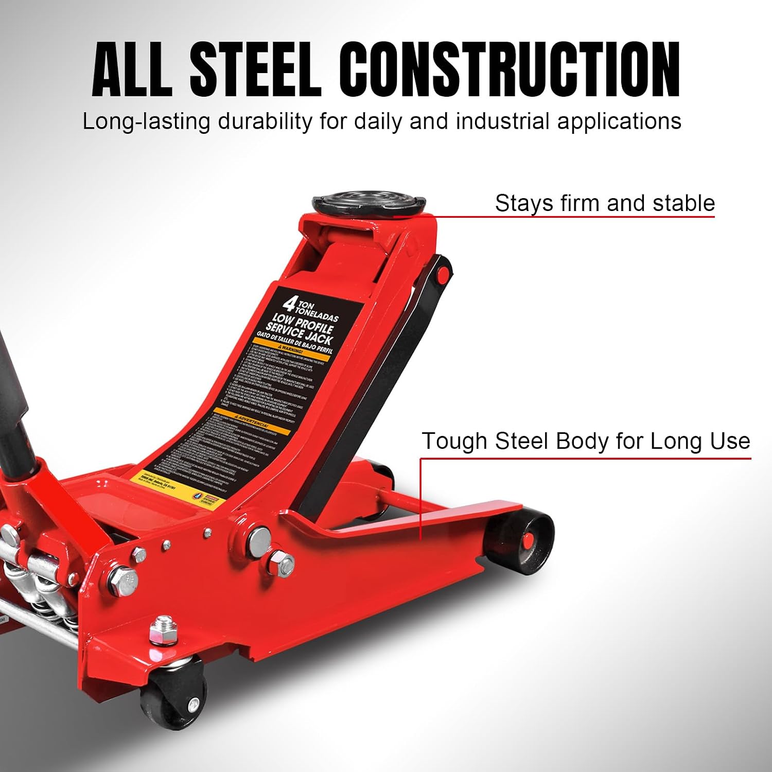 BIG RED AT84007R Torin Hydraulic Low Profile Service/Floor Jack with Dual Piston Quick Lift Pump, 4 Ton (8,000 lb) Capacity, Red