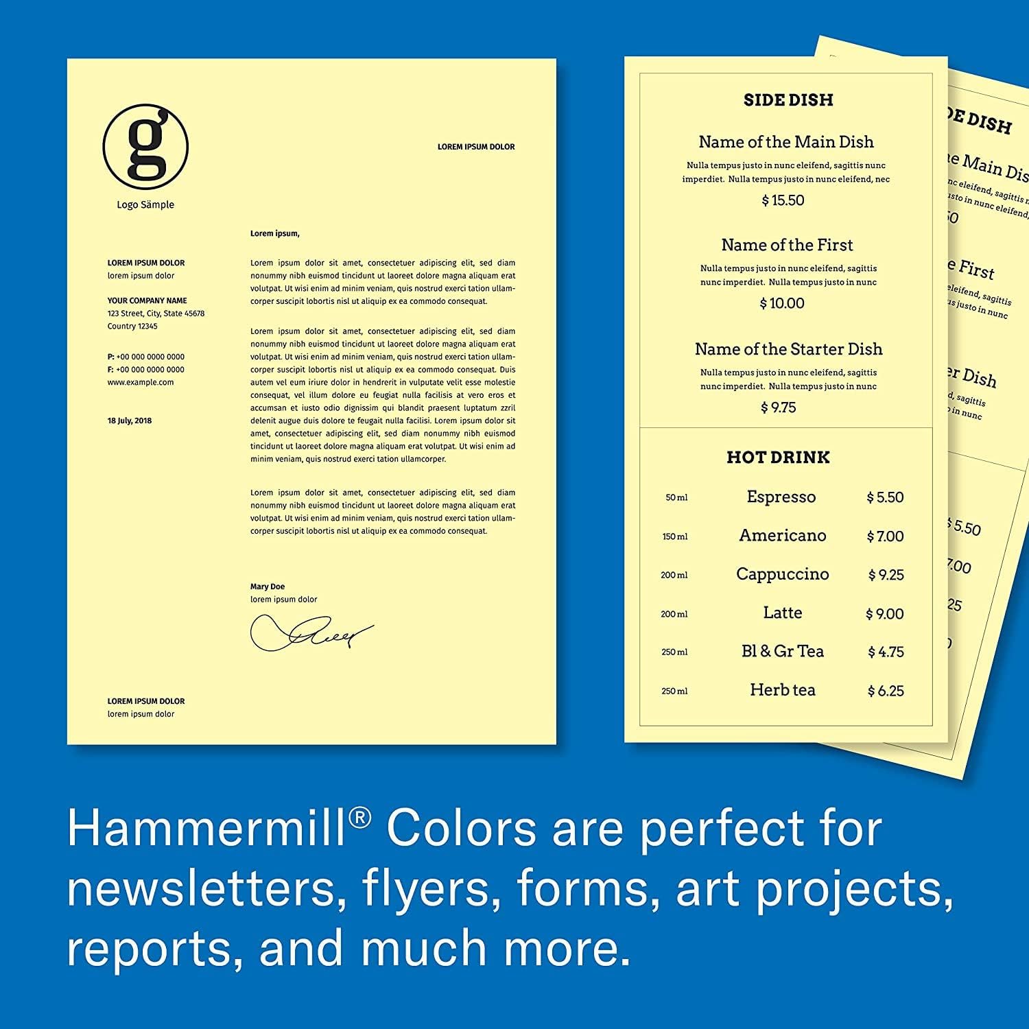 Hammermill Colored Paper, 20 lb Blue Printer Paper, 8.5 x 11 - Made in the USA, Pastel Paper, 103309R - 1 Ream (500 Sheets)