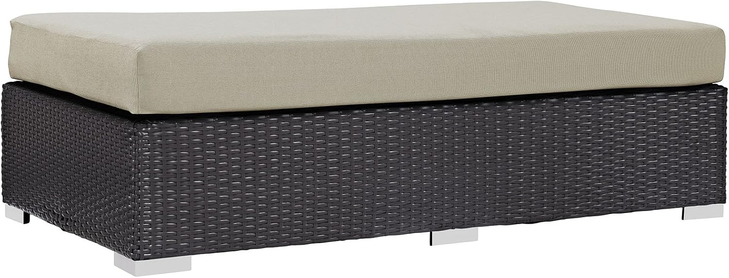 Modway Convene Wicker Rattan Outdoor Patio Loveseat in Espresso White