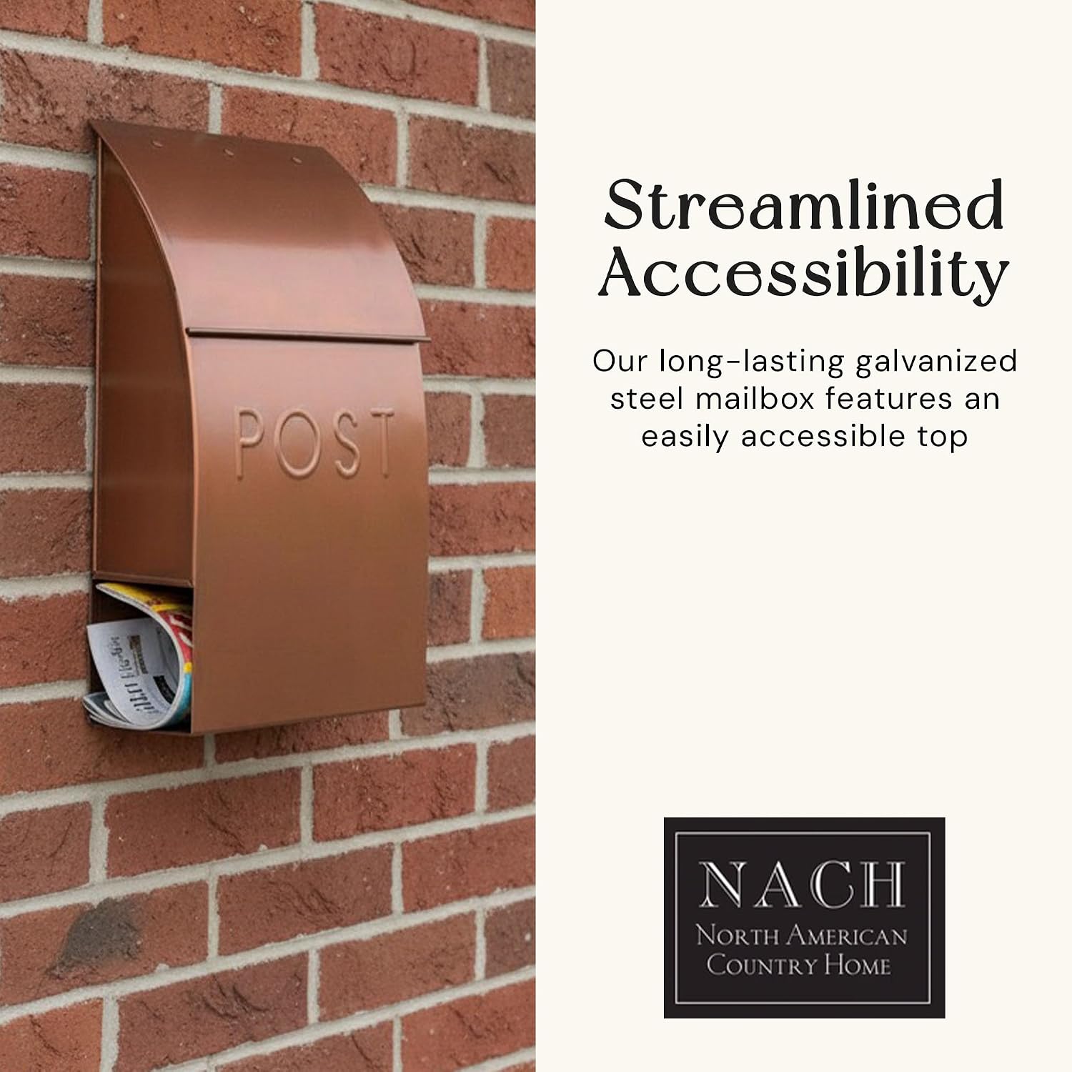 NACH Mailboxes for Outside Wall Mount, 15 x 10 x 4 inches, Red Wall Mounted Mailbox and Newspaper Holder, Waterproof Mailbox for Door - The Milano Mailbox