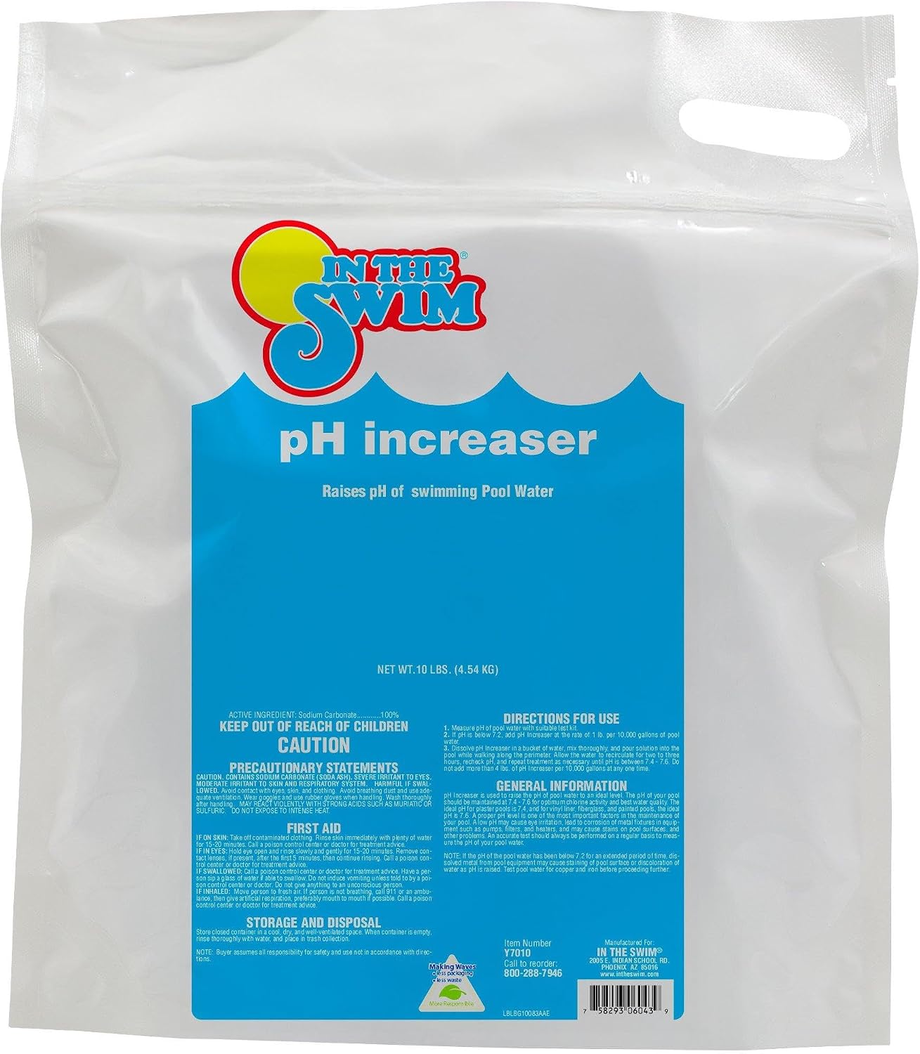 In The Swim pH Increaser for Pools - 5 Pounds | Granular 100% Sodium Carbonate (Soda Ash) to Raise pH Up