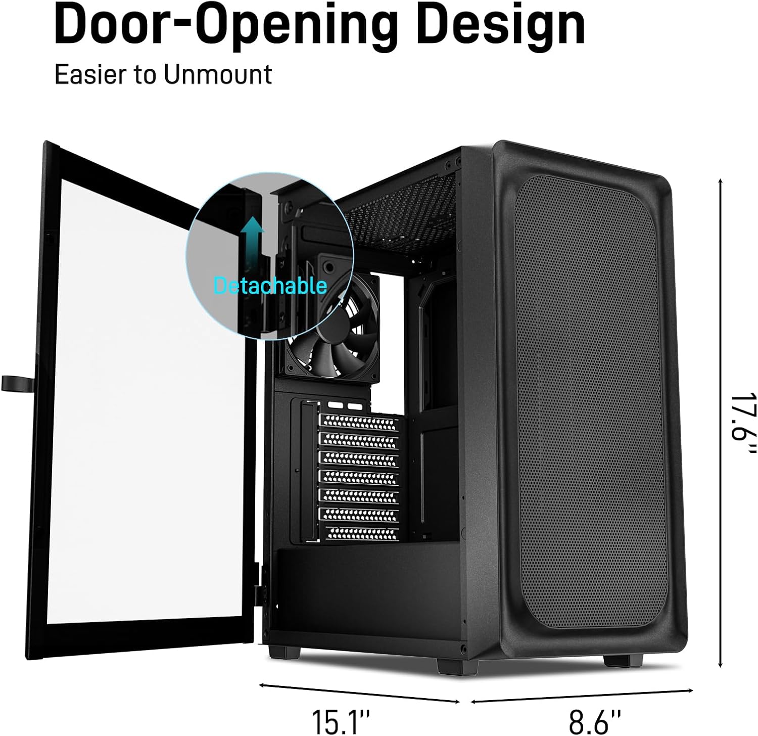 DARKROCK EC2 ATX Mid Tower Gaming Computer PC Case, Type-C Ready | Supports 50 Series Graphics Cards, Tempered Glass Side Panel