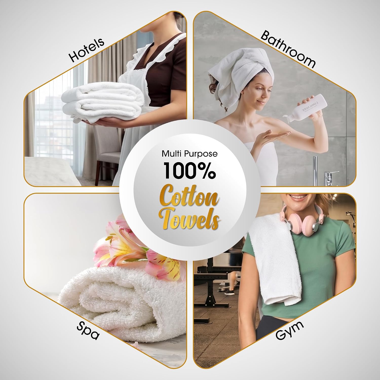 Ample Decor 100% Cotton Hand Towels 18x28 Inches, 600 GSM, Soft & Absorbent, Set of 12, Purple
