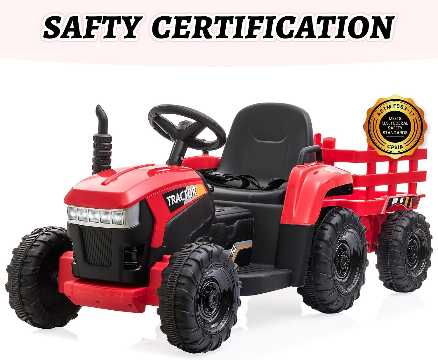 TOBBI Kids Electric Ride On Toy Tractor, Toddlers 12V Battery-Powered Car to Drive
