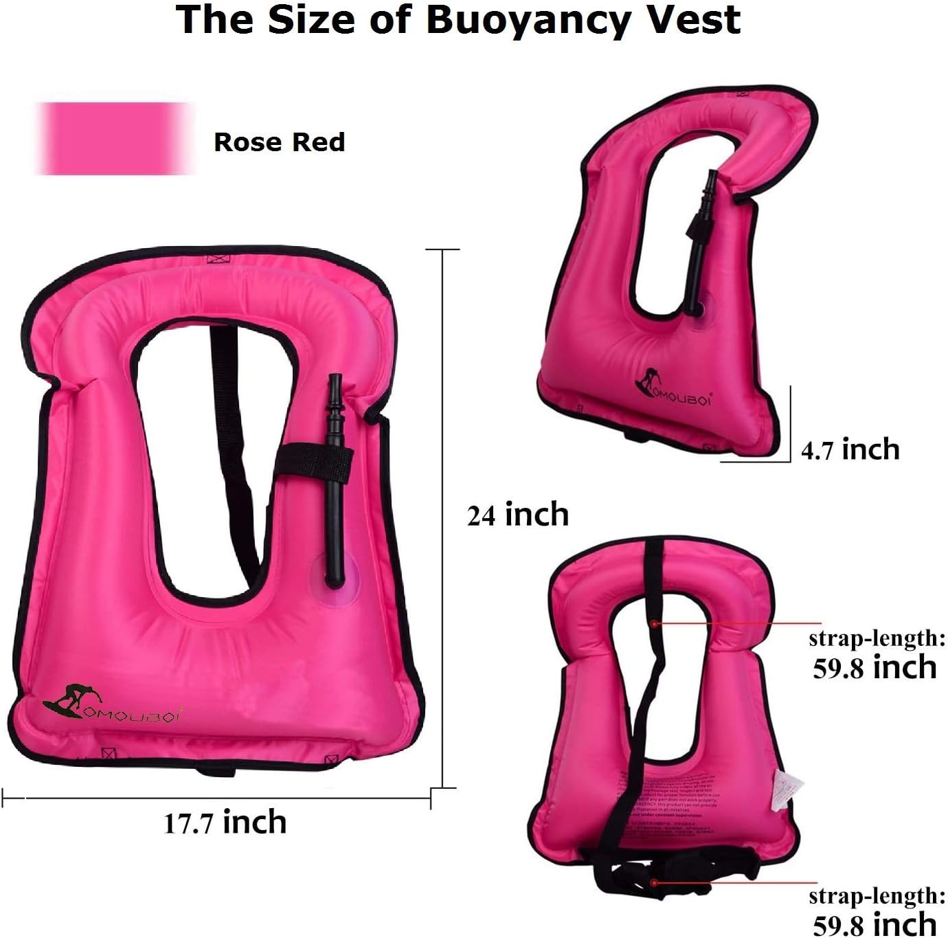 OMOUBOI Snorkel Vest for Adults Swim Vests Inflatable Snorkeling Jackets for Diving, Snorkeling, Swimming Safety (Suitable for 100-220 lbs)