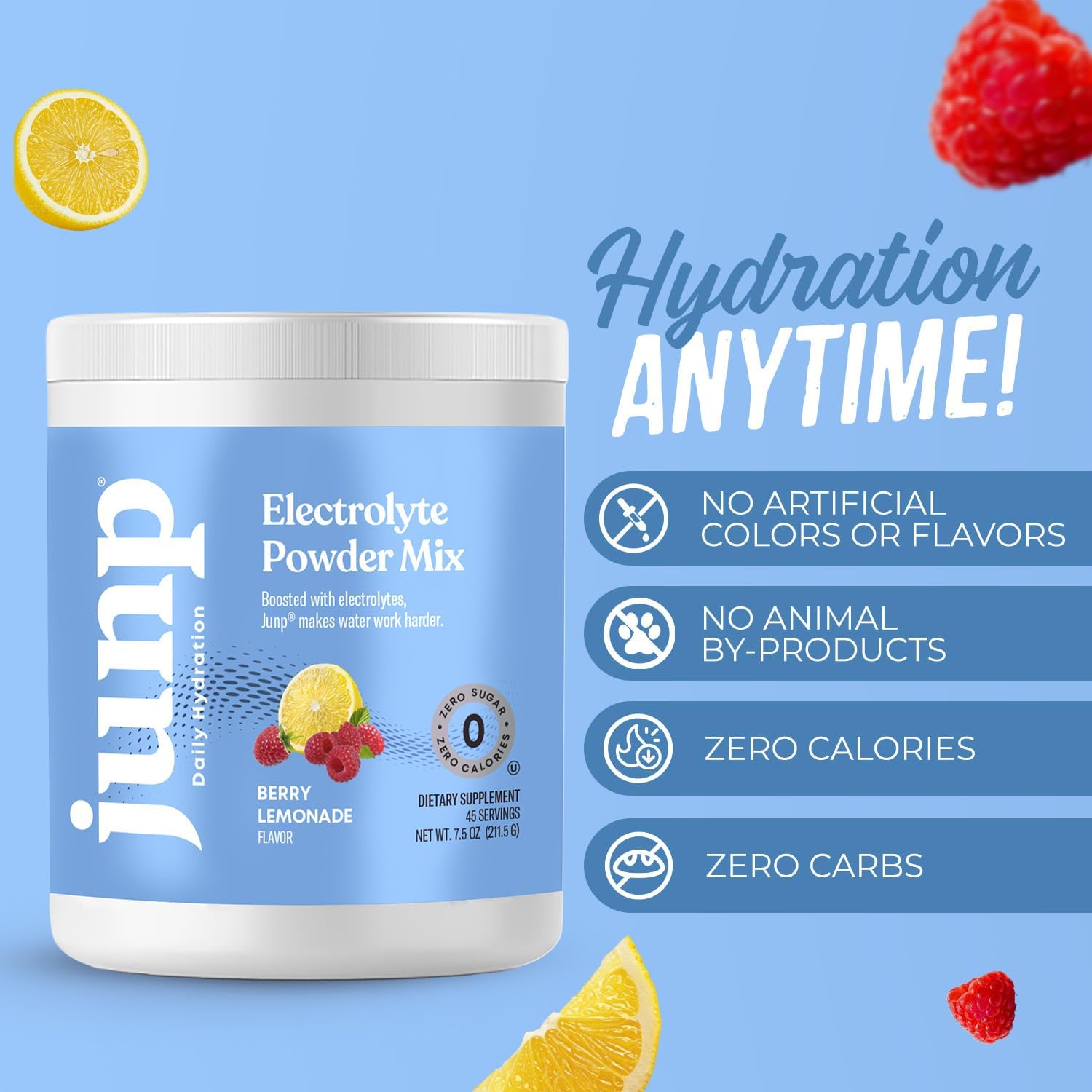 JUNP Electrolytes Powder No Sugar No Carbs – Lemonade Keto Electrolyte Drink Mix - Potassium & Salt Hydration Powder Electrolytes - Zero Calorie