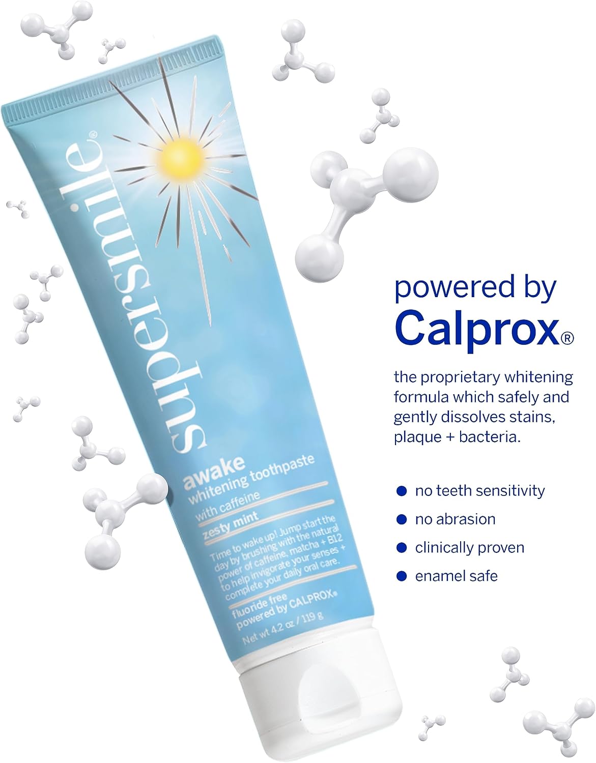 Supersmile Awake Zesty Mint Whitening Toothpaste, with Caffeine, 4.2 Oz