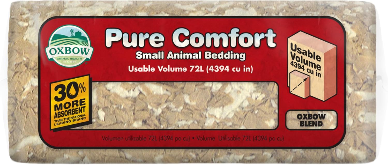 Oxbow Small Animal Bedding, Hamster, Guinea Pig, Rabbit, White, USA, 36 L | Pure Comfort, Hamster Bedding, Guinea Pig Bedding, Low Dust, Virgin Paper, Litter Box, Bunny, Rats, Gerbils, Chinchillas