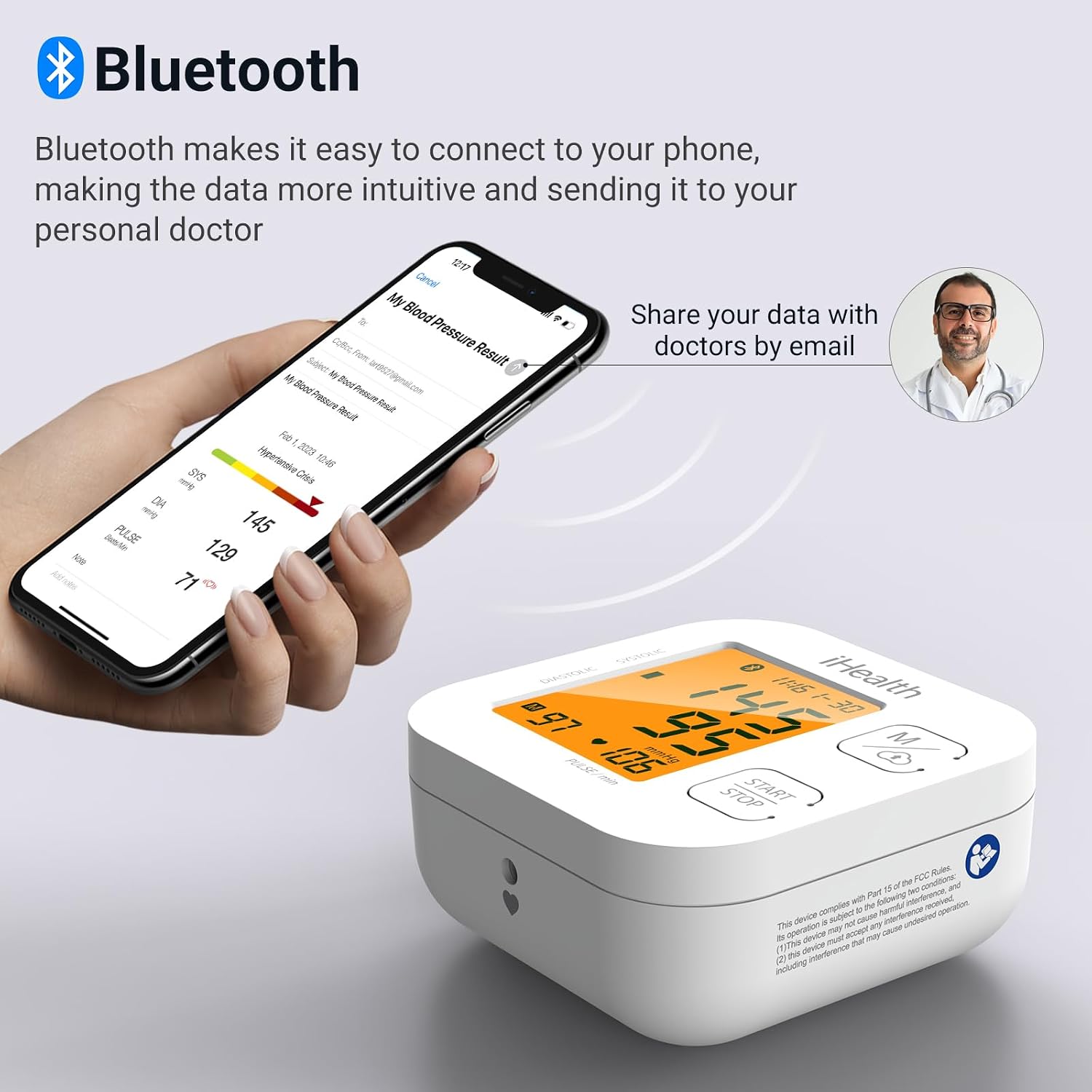 iHealth Track Smart Upper Arm Blood Pressure Monitor with Wide-Range Cuff | Bluetooth BP monitor for standard to large adult arms
