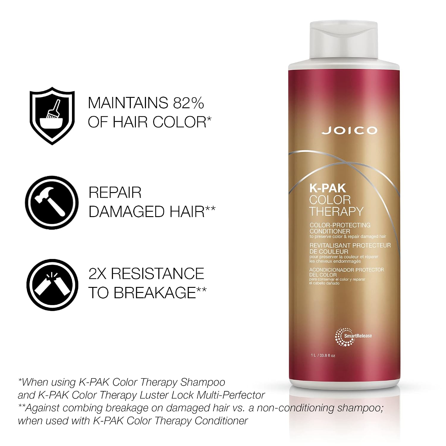 Joico K-PAK Color Therapy Color-Protecting Shampoo & Conditioner Set | For Color-Treated Hair | Boost Shine | Improve Elasticity | Repair Breakage | Rebuild Damaged Hair | With Keratin & Argan Oil