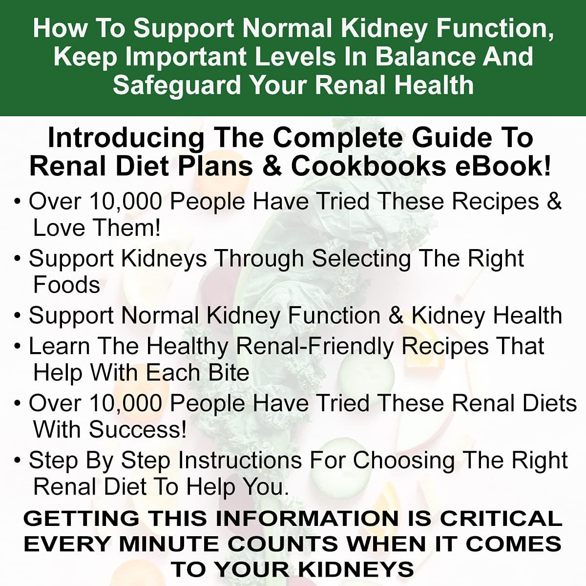 Pure Kidney Health Supplement and Renal Diet Cookbook for Rejuvenation