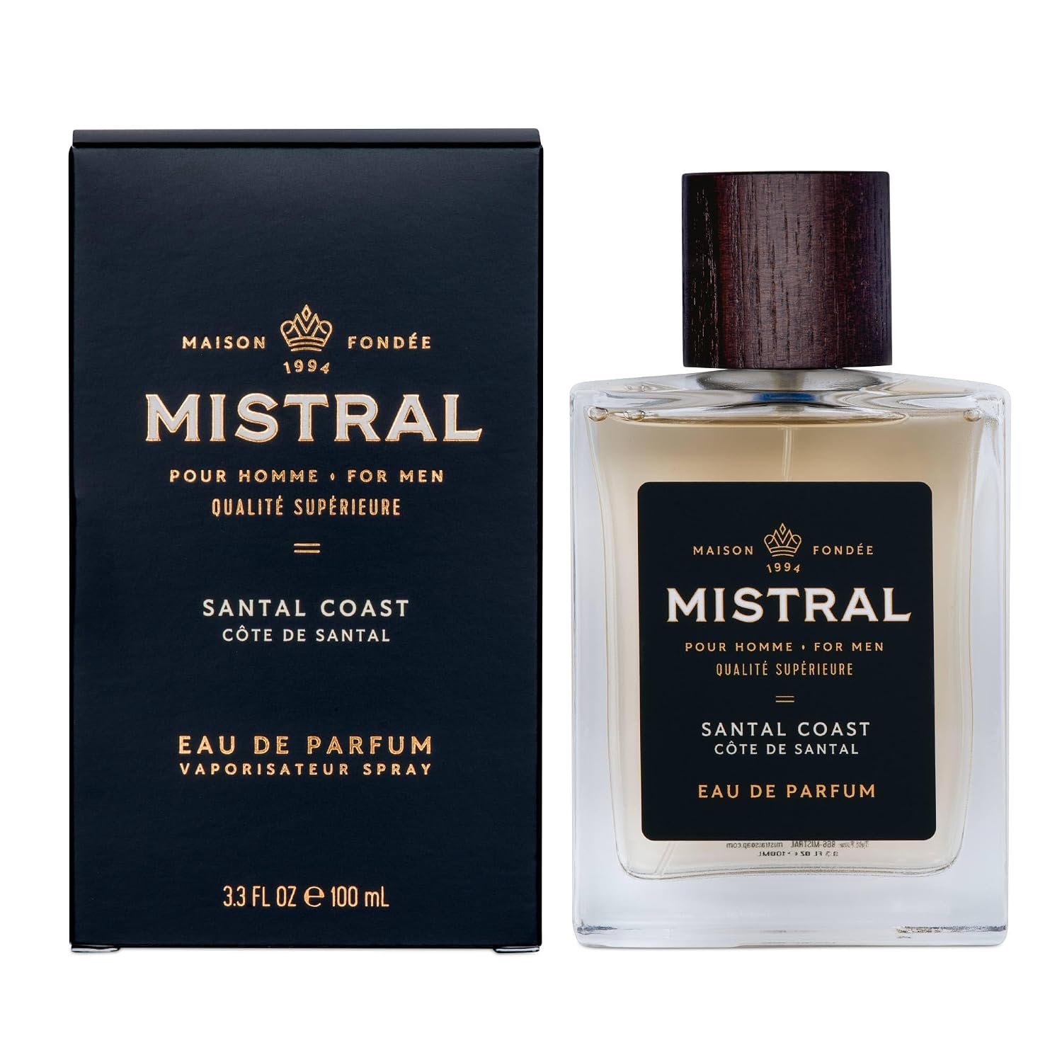Mistral Bourbon Vanilla Eau de Parfum for Men, Men's Cologne, 3.4 Oz | Warm & Sweet Masculine Scent with Vanilla, Patchouli & Sandalwood, Cruelty-Free, Long-Lasting Perfume, Made in France