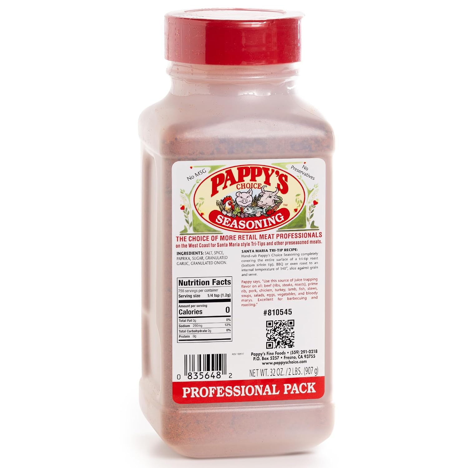 Pappy's Choice Original Seasoning, 32 Oz | California's Legendary Seasoning Blend, Santa Maria Style, Perfect for BBQ, Beef, Burgers, Brisket, Tri-tip and Steak