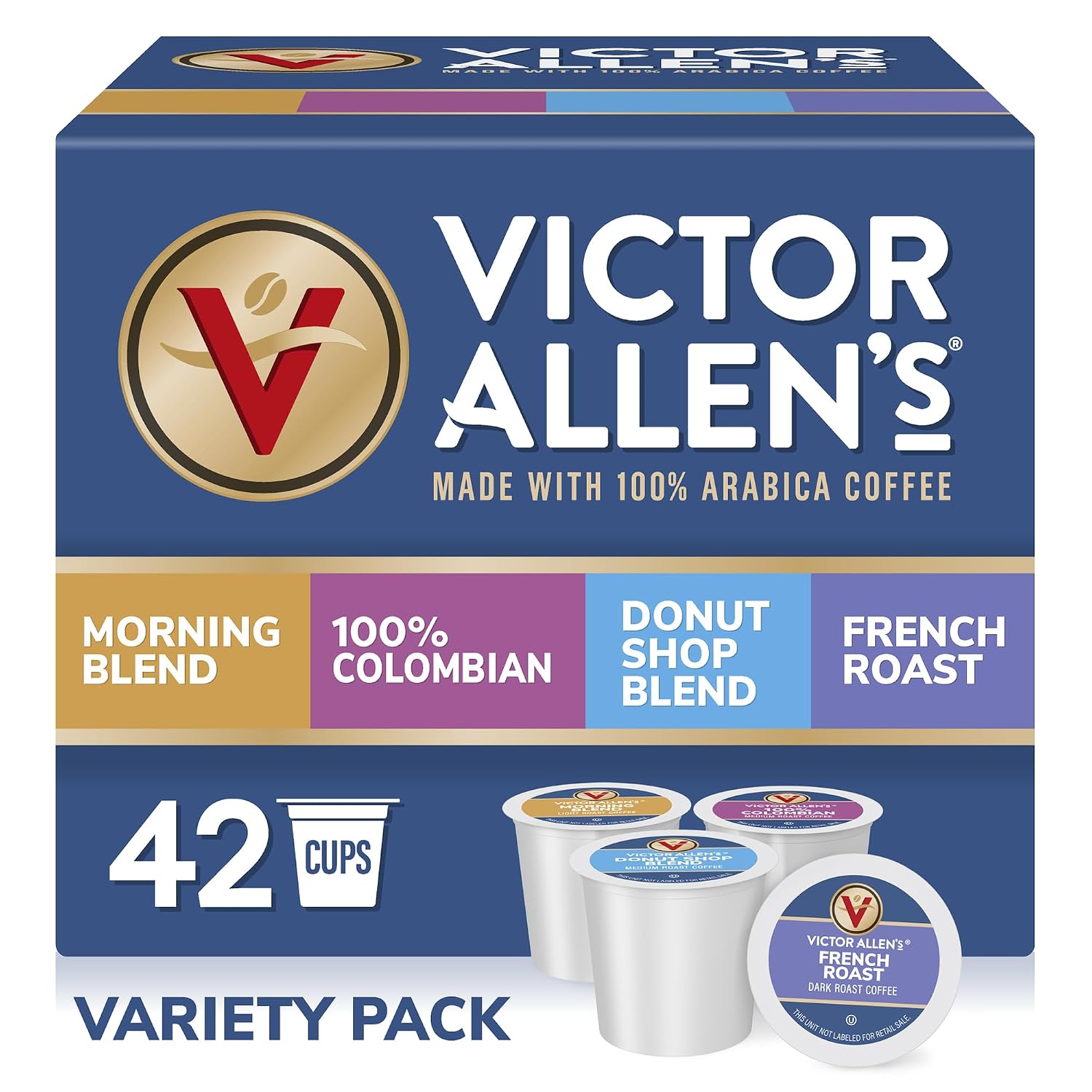 Victor Allen's Coffee Donut Shop Blend, Medium Roast, 80 Count, Single Serve Coffee Pods for Keurig K-Cup Brewers | 100% Arabica beans, Compatible with all K-Cup brewers, Kosher-OU (Pareve), 90-150mg caffeine per serving