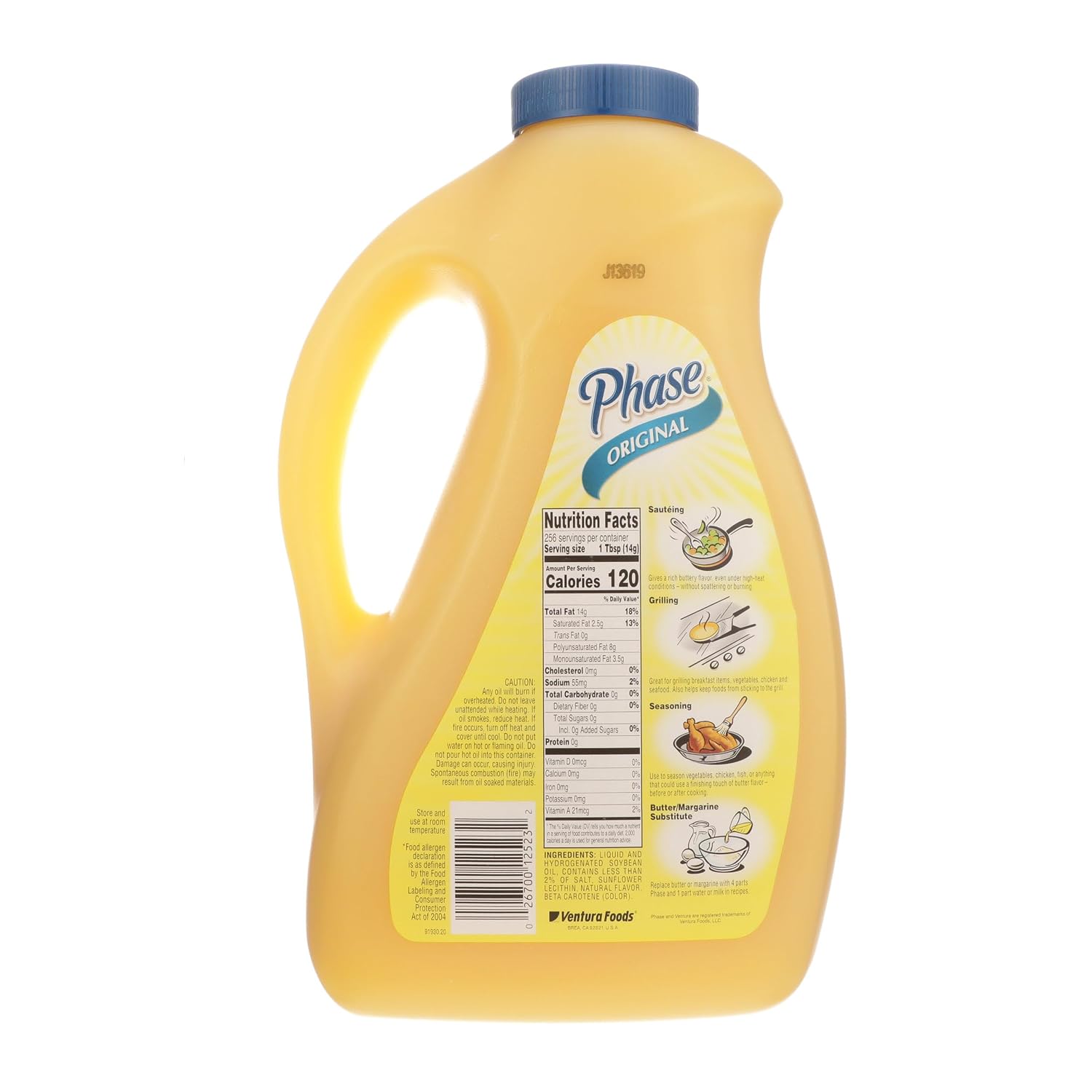 Ventura Foods Phase Garlic Flavor Liquid Butter Alternative, 1 Gallon Jug | Dairy-Free & Vegan Vegetable Oil for Sautéing, Grilling, and Popcorn