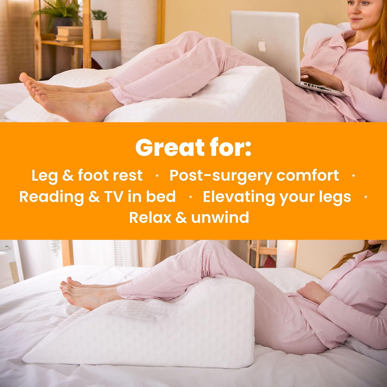 Aeris Wedge Pillow for Sleeping, Acid Reflux, and Snoring - Memory Foam Bed Wedge, 19-Degree Incline - Post-Surgery Recovery, Reading