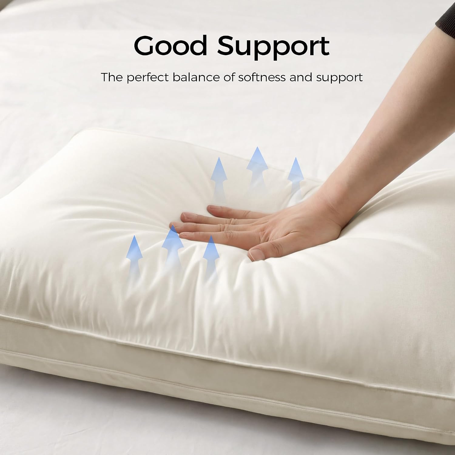 puredown® Goose Feathers and Down White Pillows with 100% Cotton Cover, Bed Sleeping Hotel Collection Pillows Set of 2, Standard Size