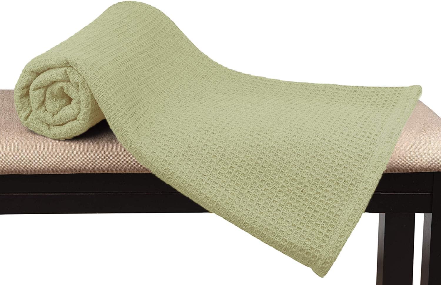 Glamburg 100% Cotton Thermal Bed Blanket, Soft Waffle, Queen Size, All Season, Navy Blue