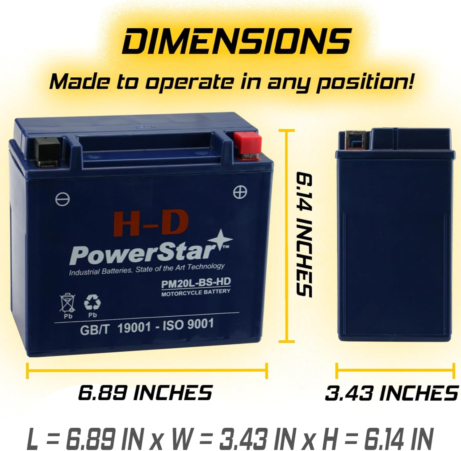owerStar YTX20L-BS AGM Battery Compatible with Harley-Davidson, 310 CCA
