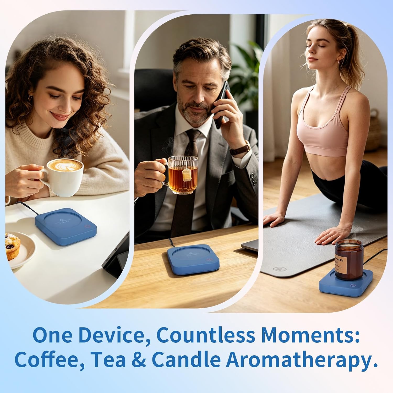 VOBAGA Coffee Mug Warmer for Desk with Auto Shut Off & 3-Temp Settings, Coffee Cup Warmer with Smart Safety Alert Home Office Accessory