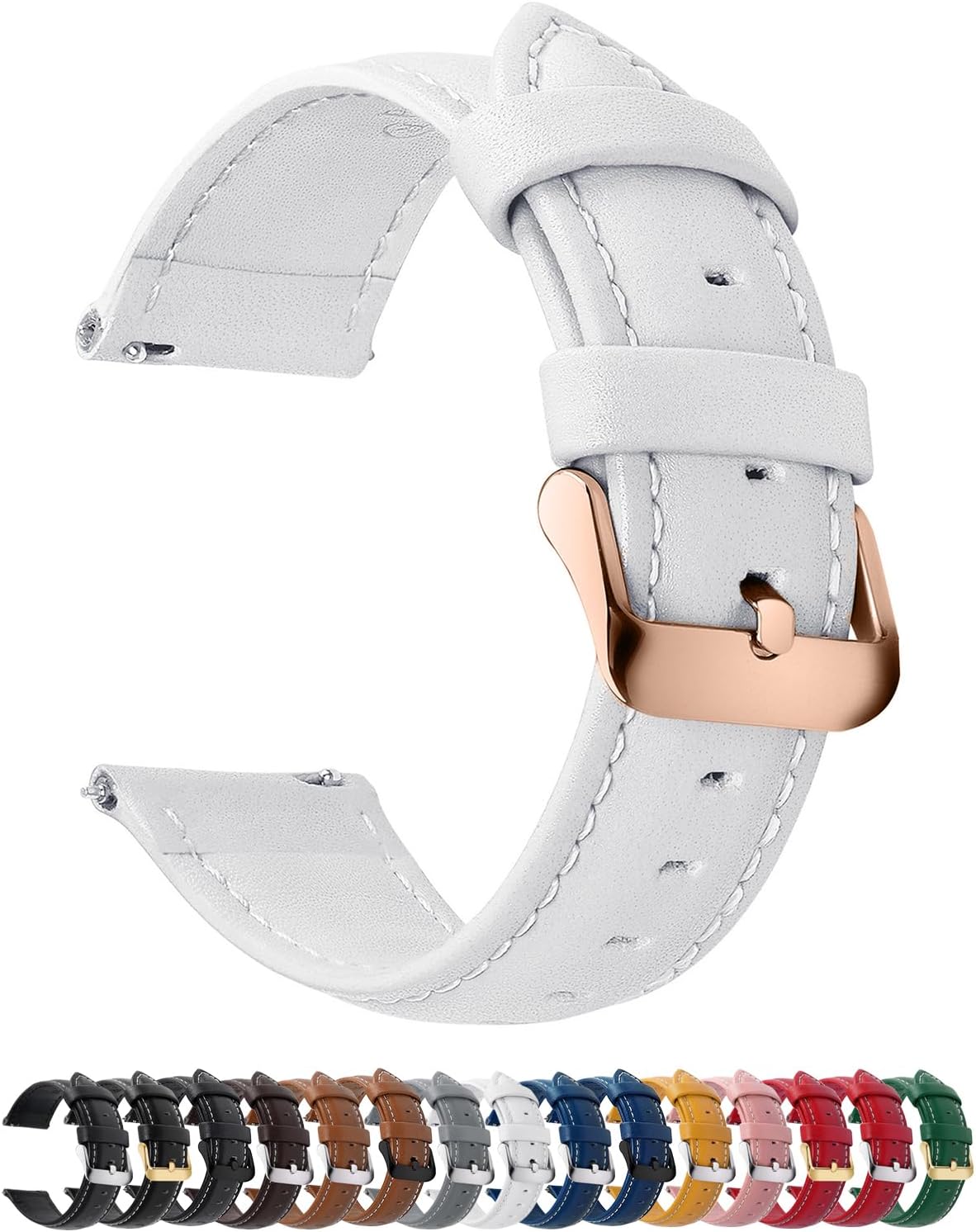 Fullmosa 22mm Quick Release Leather Watch Band for Garmin Samsung Galaxy | Strap for Garmin Vivoactive 4 45mm,Garmin Venu 4(45mm)/Venu 3/Venu 2,Samsung Galaxy Women Men, Red&Silver Buckle