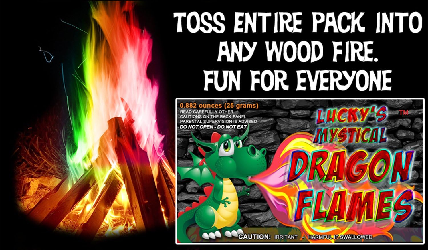 Mystical Fire Dragon Flames Fire Color Changing Packets Colorful Fire 6pk | 6-pack color changing fire packets creates colorful flames in fire pits